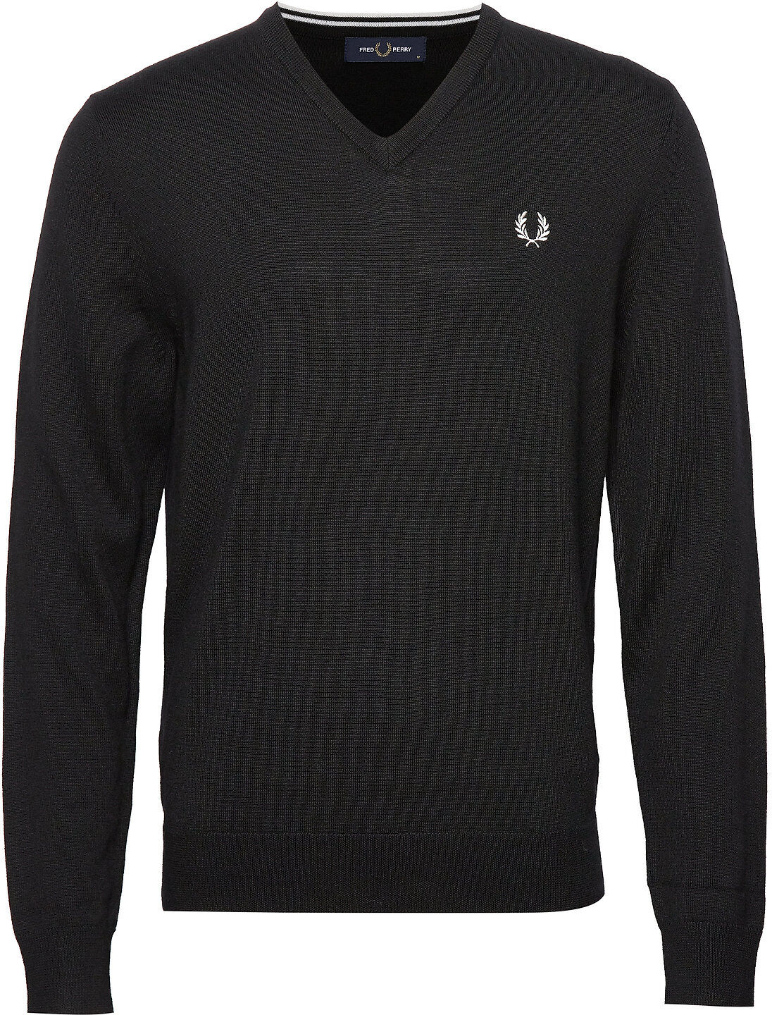 Fred Perry Classic Merino V/N Strikkegenser V-krage Svart Fred Perry