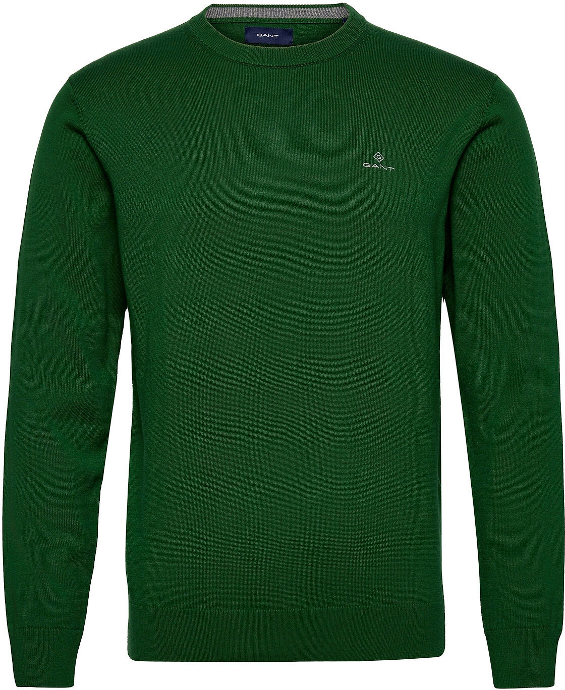 GANT Classic Cotton C-Neck Strikkegenser M. Rund Krage Grønn GANT