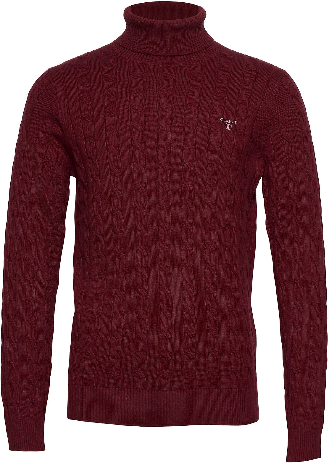 GANT Cotton Cable Turtle Neck Knitwear Turtlenecks Rød GANT