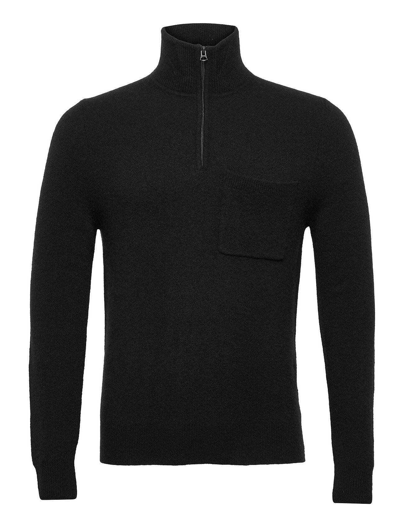 J. Lindeberg Cohen Yak Blend Quarter Zip Knitwear Half Zip Pullover Svart J. Lindeberg