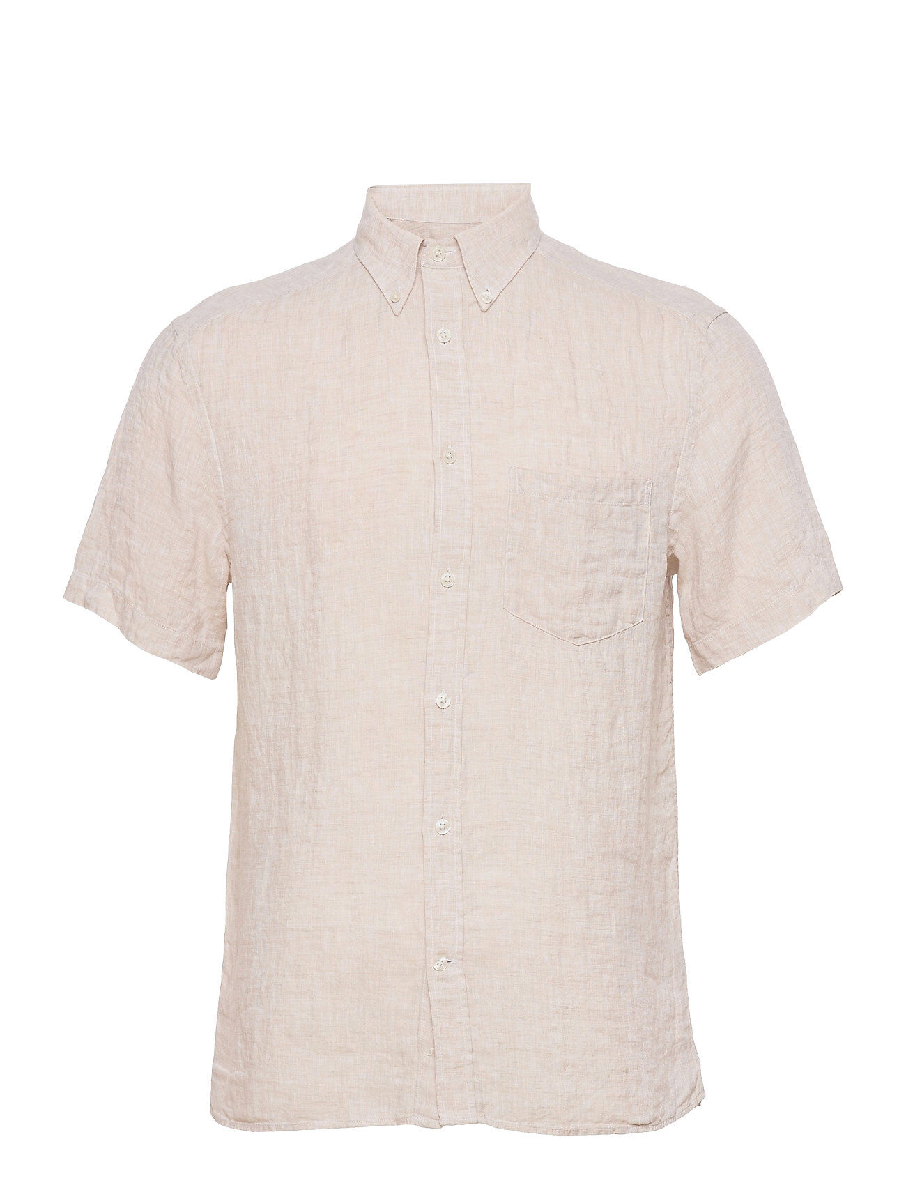 J. Lindeberg Linen Melange Ss Slim Shirt Kortermet Skjorte Beige J. Lindeberg