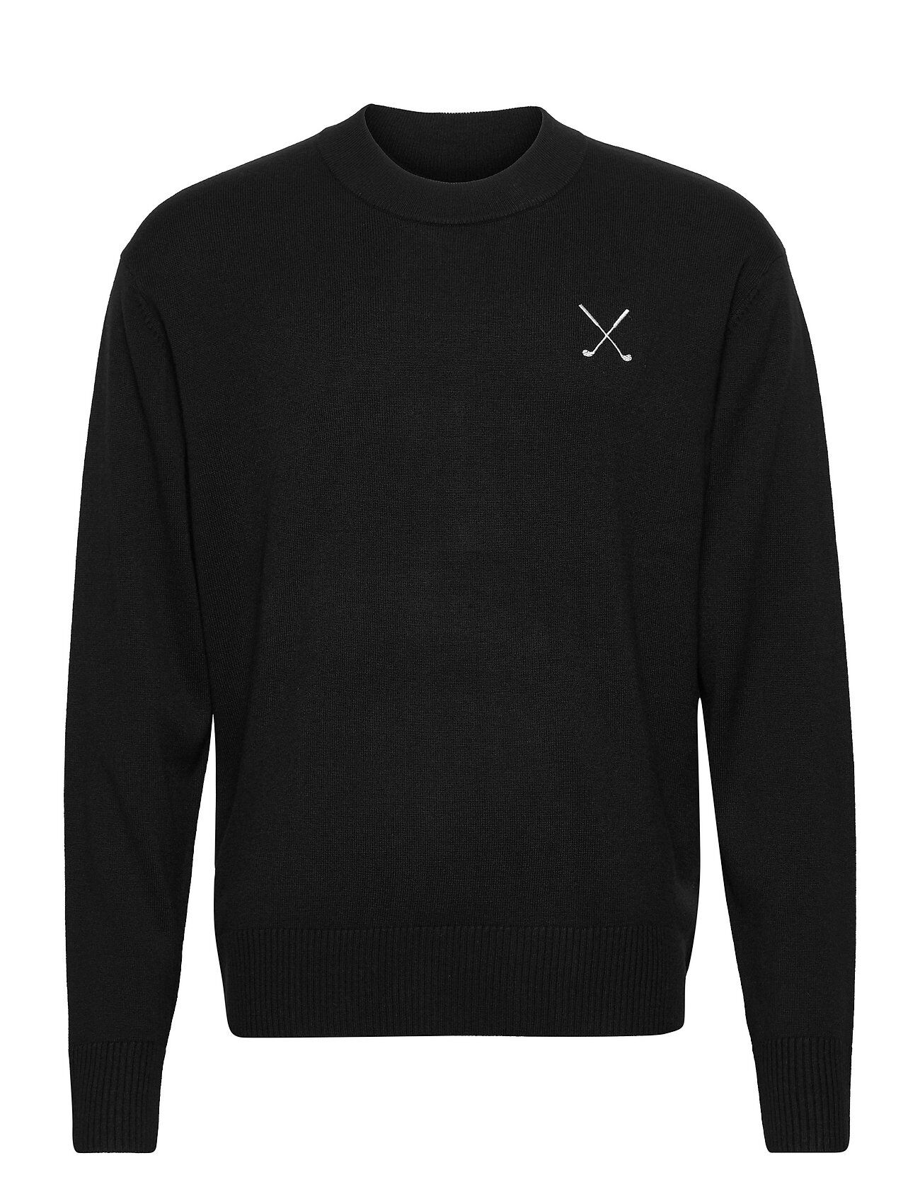 J. Lindeberg Golf Jl Strike Knitted Sweater Strikkegenser M. Rund Krage Svart J. Lindeberg Golf