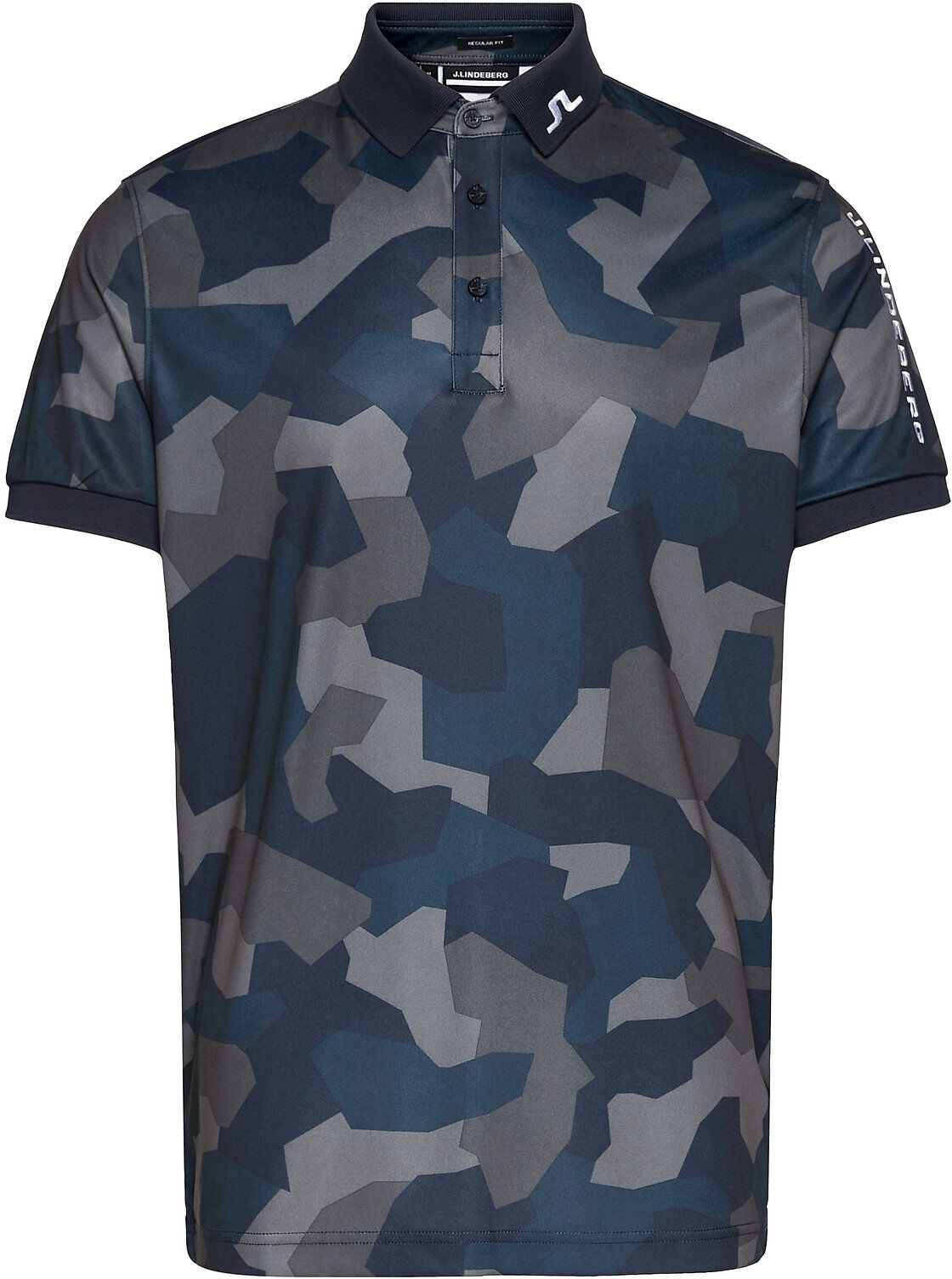 J. Lindeberg Golf Tour Tech Reg Fit Print Polo Polos Short-sleeved Blå J. Lindeberg Golf