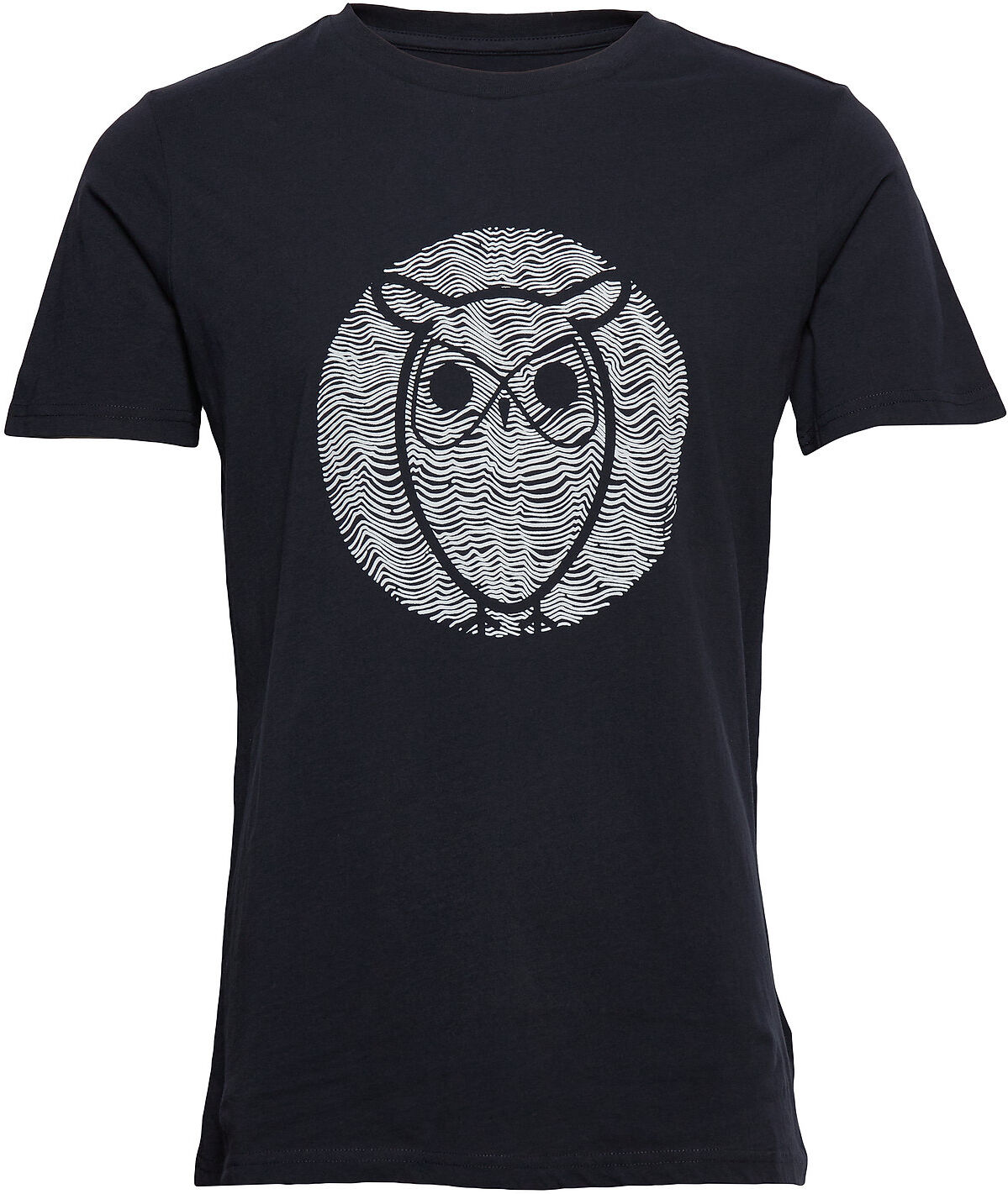 Knowledge Cotton Apparel Alder Wave Owl Tee - Gots/Vegan T-shirts Short-sleeved Svart Knowledge Cotton Apparel