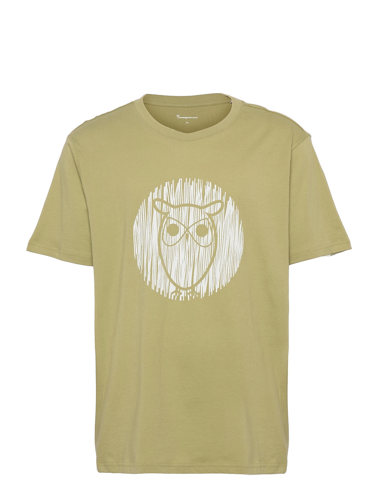 Knowledge Cotton Apparel Alder Outline Owl Tee - Gots/Vegan T-shirts Short-sleeved Grønn Knowledge Cotton Apparel