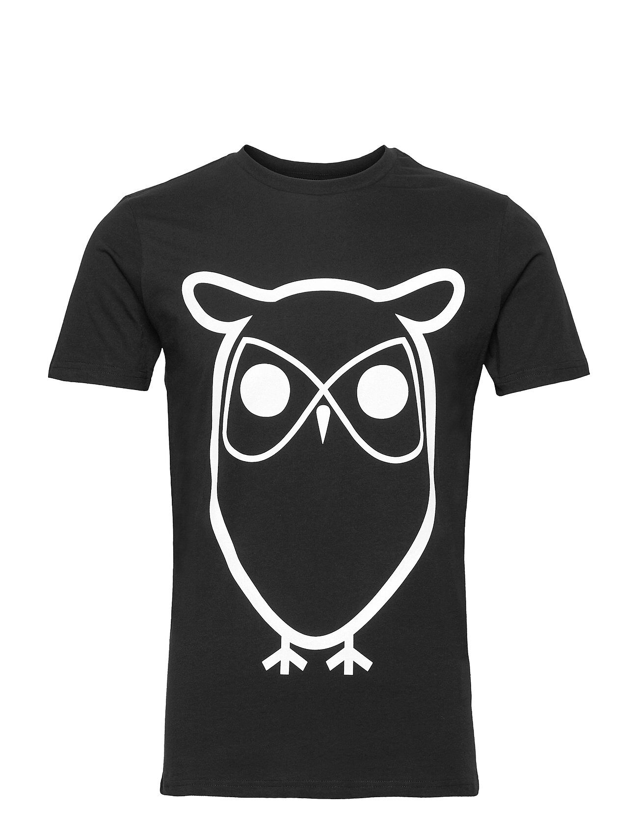 Knowledge Cotton Apparel Alder Basic Owl Tee - Gots/Vegan T-shirts Short-sleeved Svart Knowledge Cotton Apparel