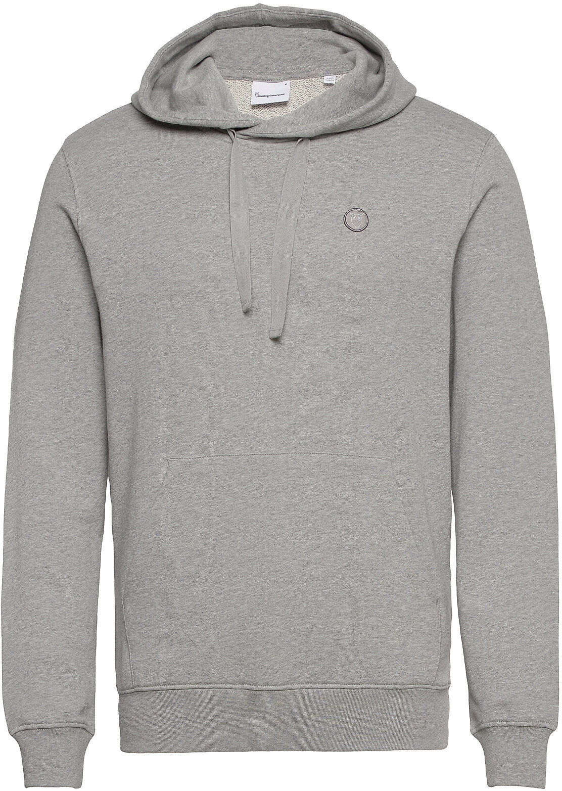 Knowledge Cotton Apparel Elm Hood Basic Badge Sweat - Gots/V Hettegenser Genser Grå Knowledge Cotton Apparel