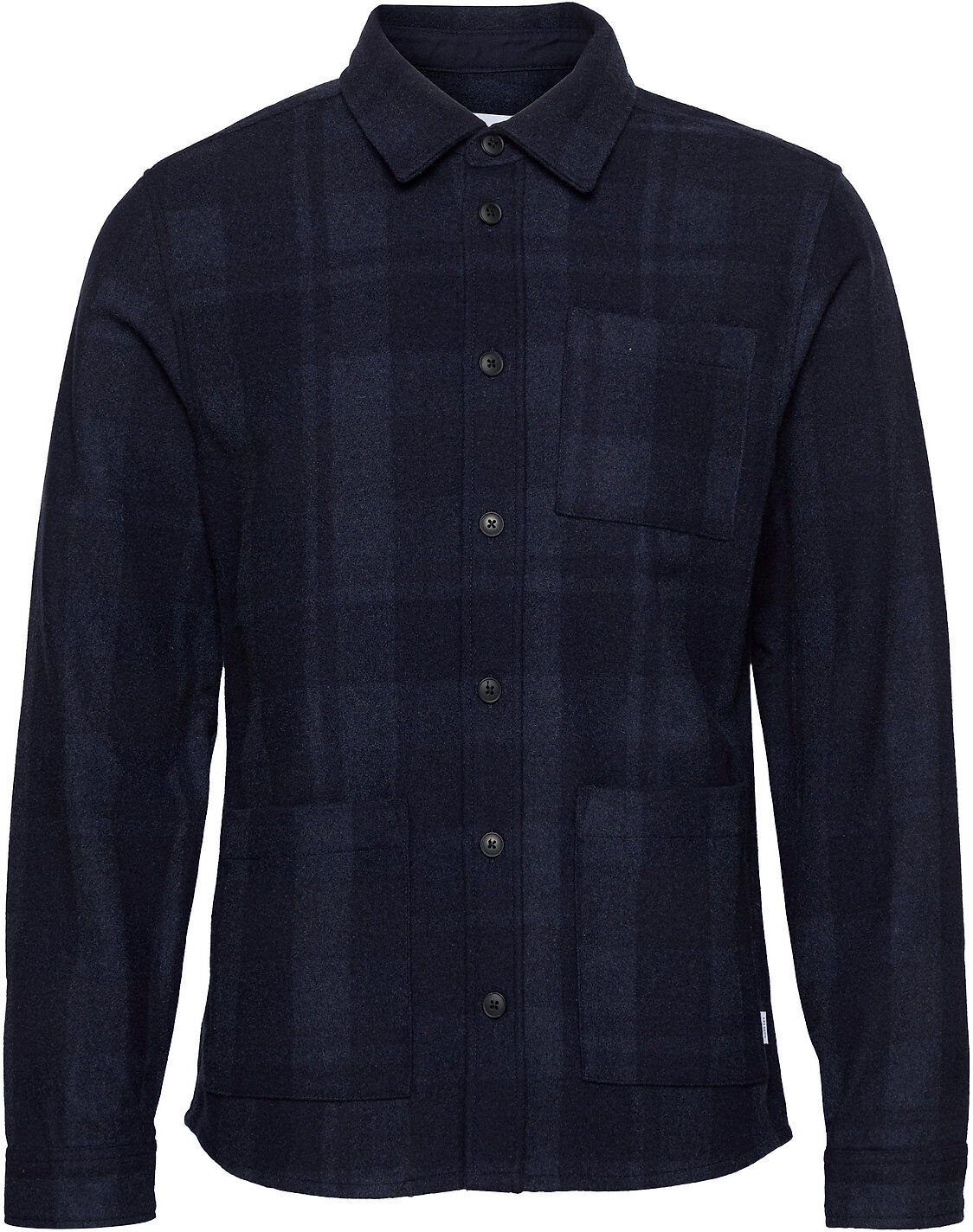 Les Deux Jason Check Wool Hybrid Overshirts Blå Les Deux