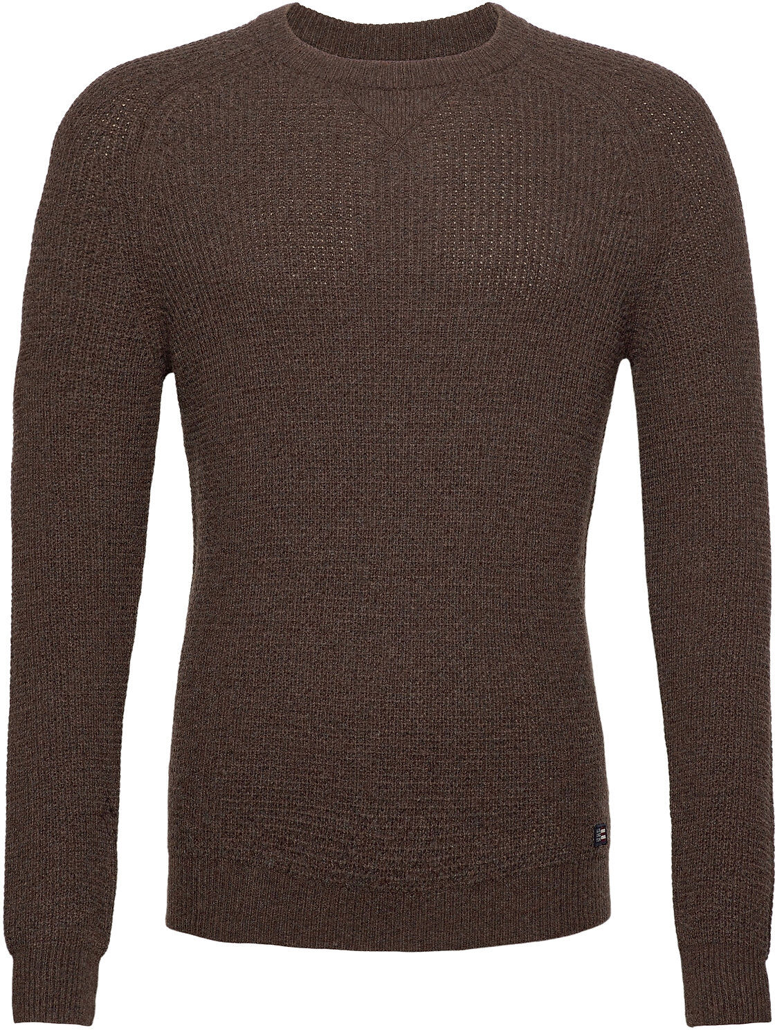 Lexington Clothing Ewan Merino Wool Blend Sweater Strikkegenser M. Rund Krage Brun Lexington Clothing