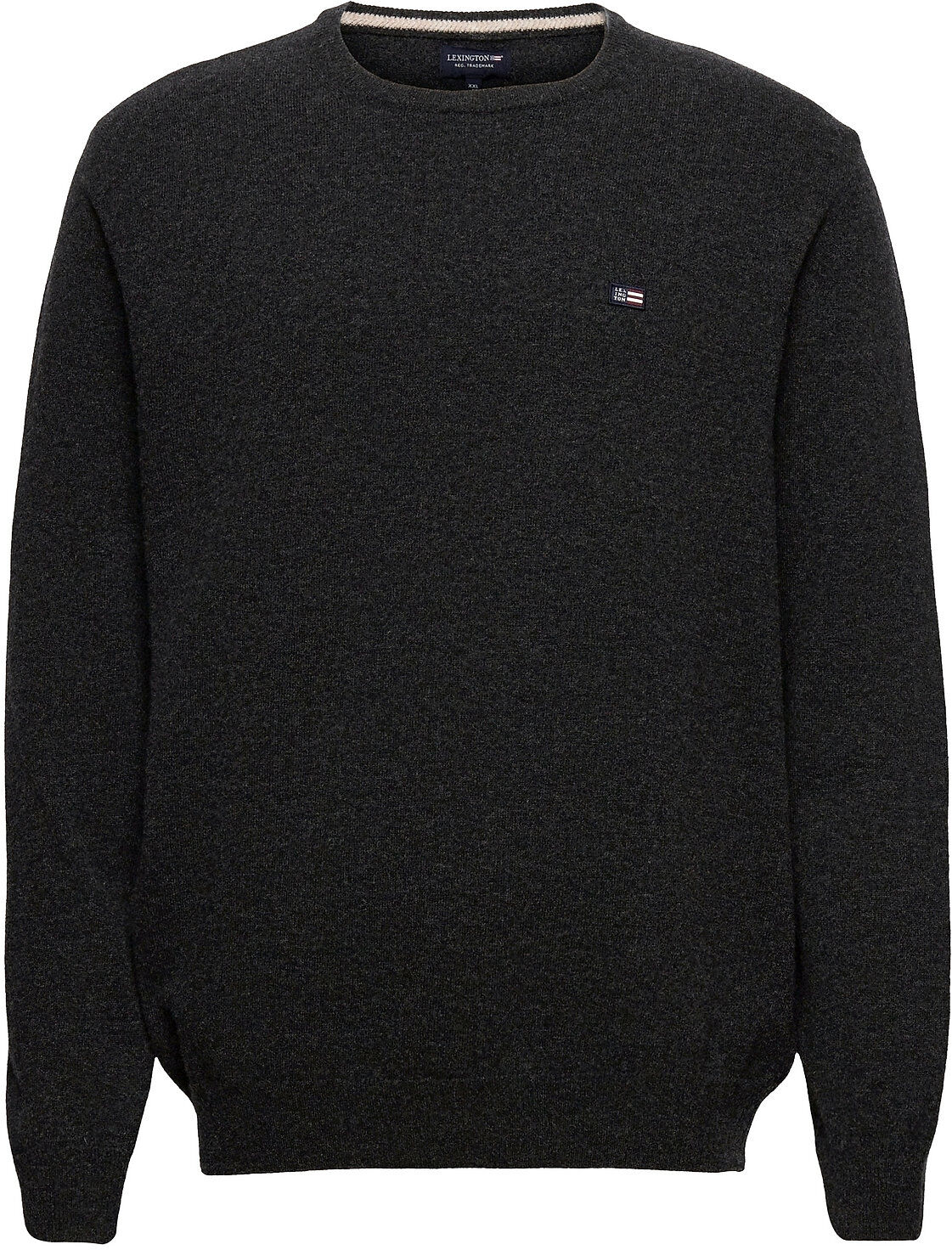 Lexington Clothing Hank Lambswool Blend Crew Neck Sweater Strikkegenser M. Rund Krage Svart Lexington Clothing