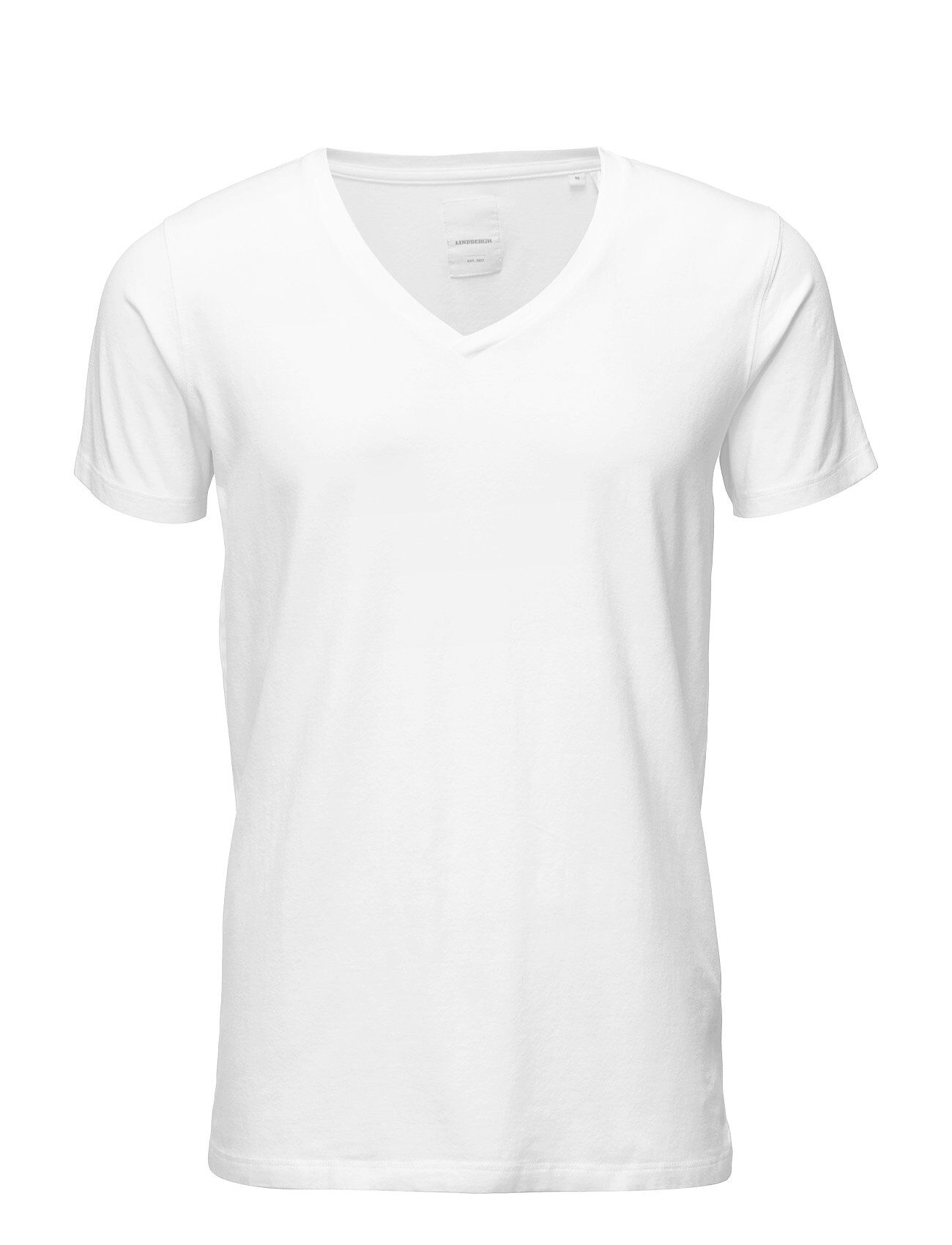 Lindbergh Mens Stretch V-Neck Tee S/S T-shirts Short-sleeved Hvit Lindbergh