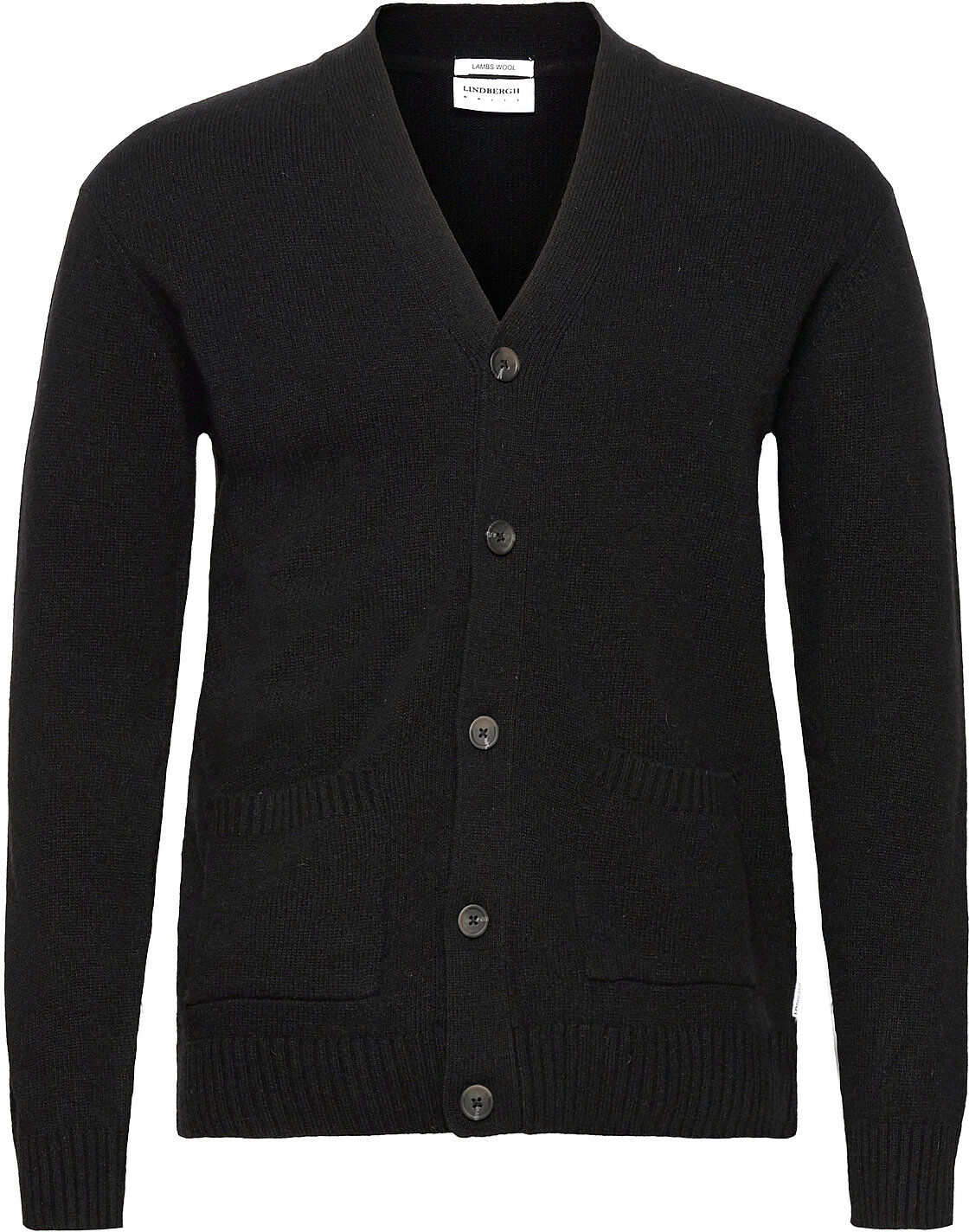 Lindbergh Lambswool Cardigan Strikkegenser Cardigan Svart Lindbergh