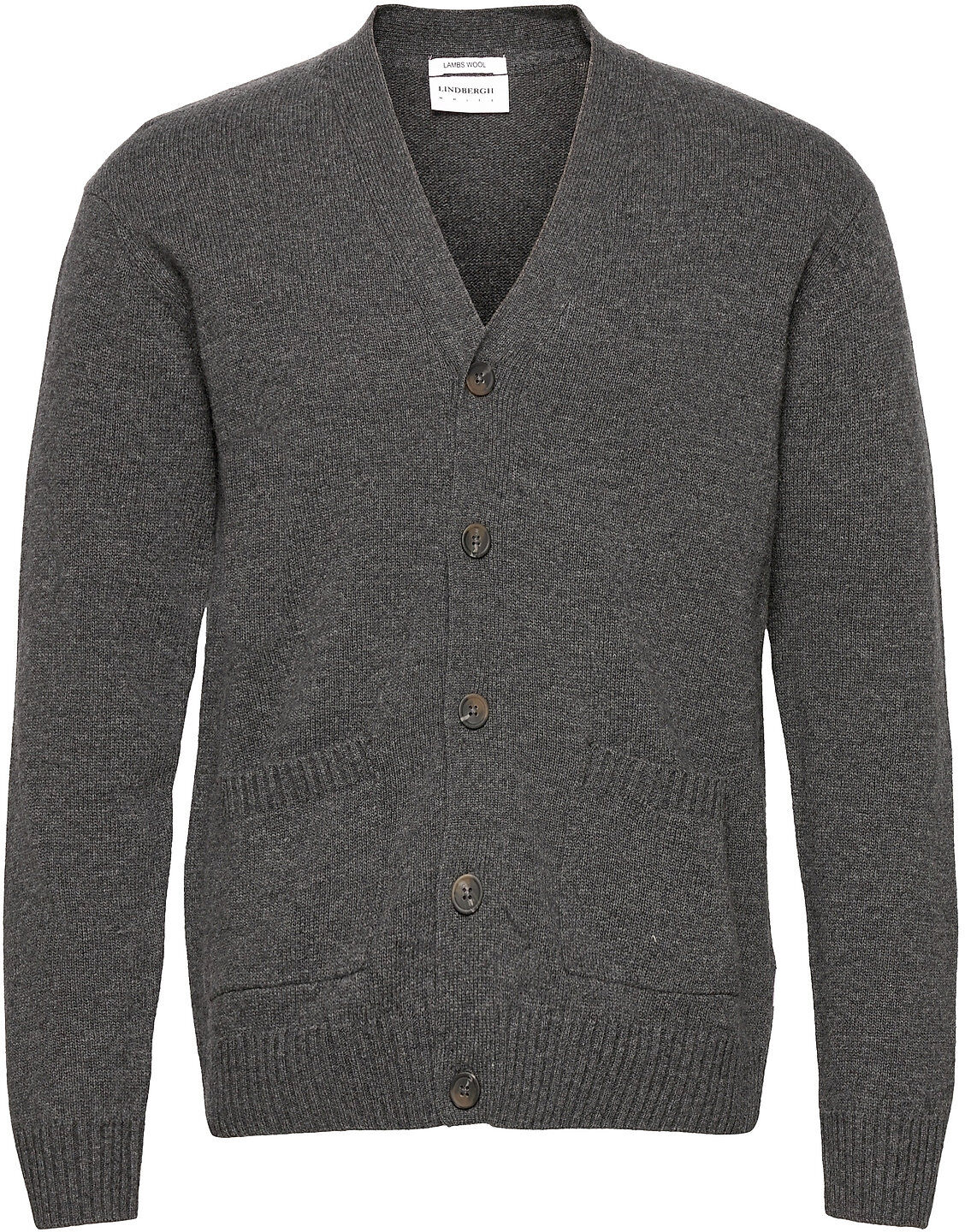 Lindbergh Lambswool Cardigan Strikkegenser Cardigan Grå Lindbergh