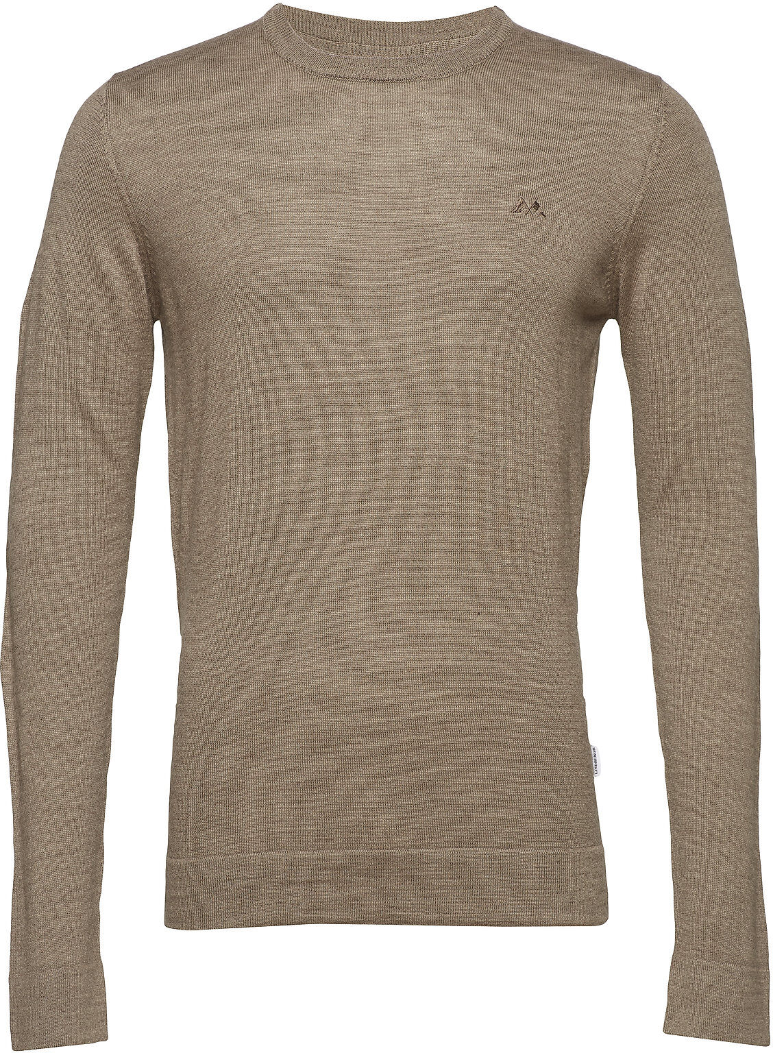 Lindbergh Merino Knit O-Neck Strikkegenser M. Rund Krage Beige Lindbergh