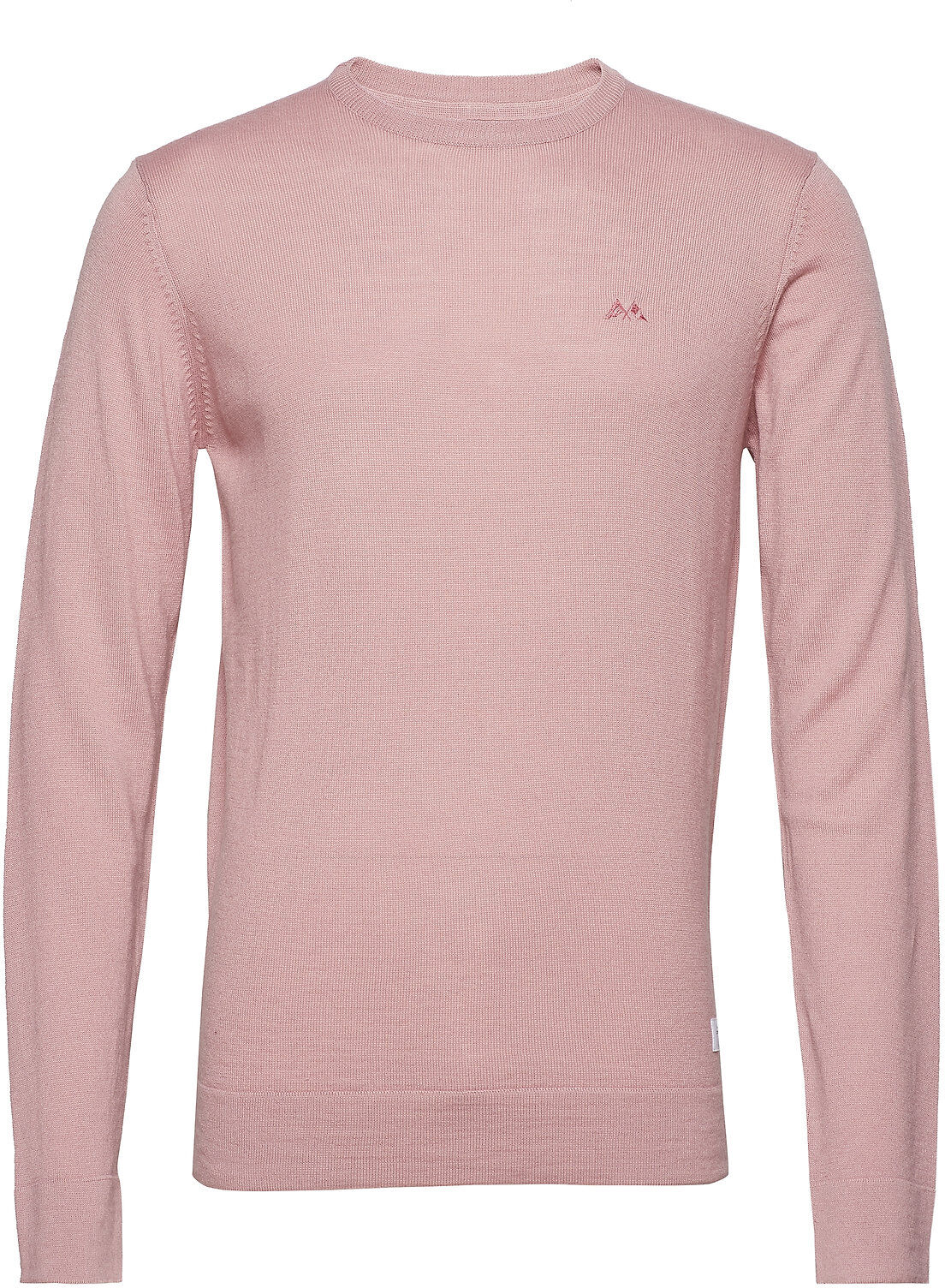 Lindbergh Merino Knit O-Neck Strikkegenser M. Rund Krage Rosa Lindbergh