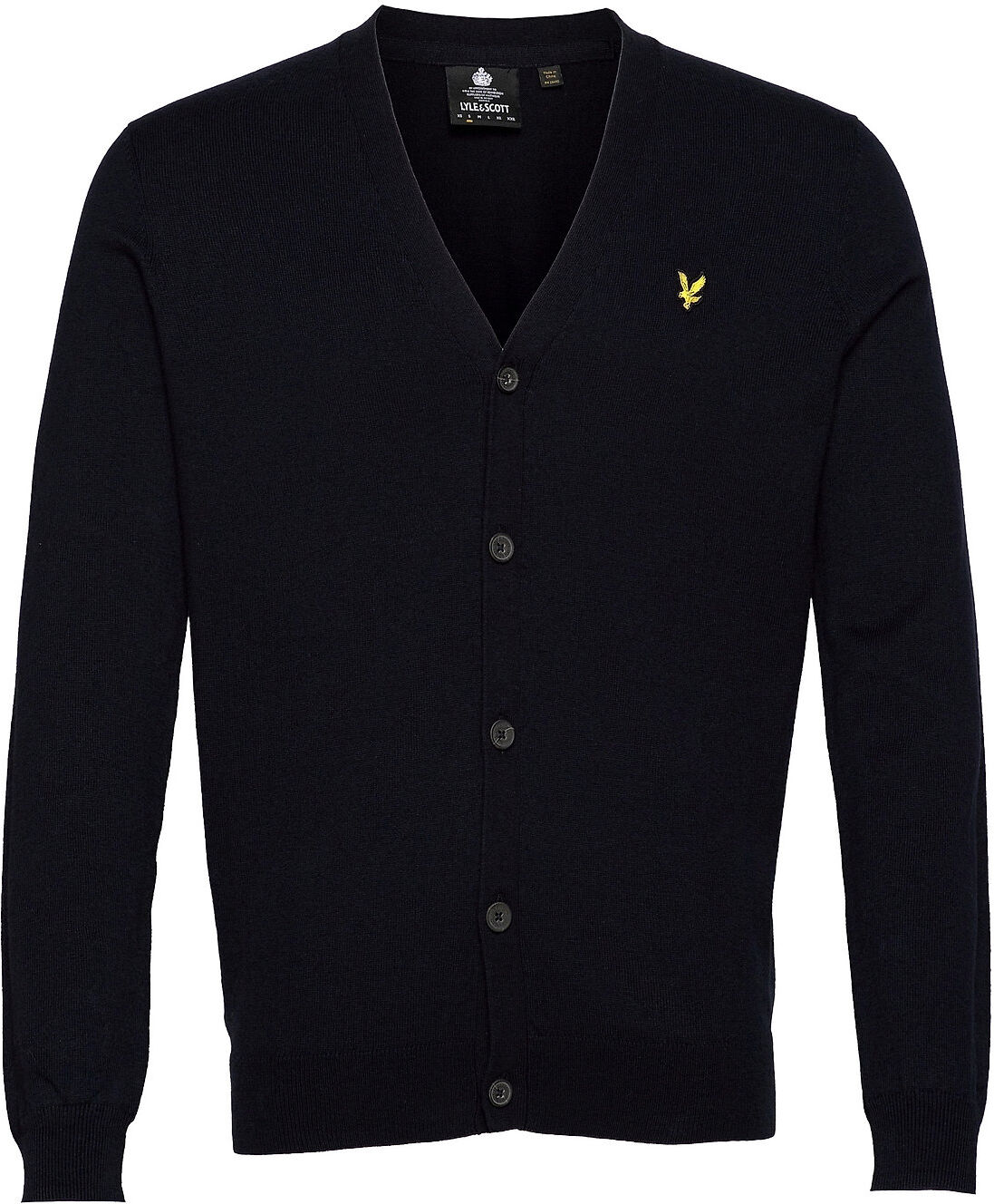 Scott Cotton Merino Cardigan Strikkegenser Cardigan Svart Lyle & Scott