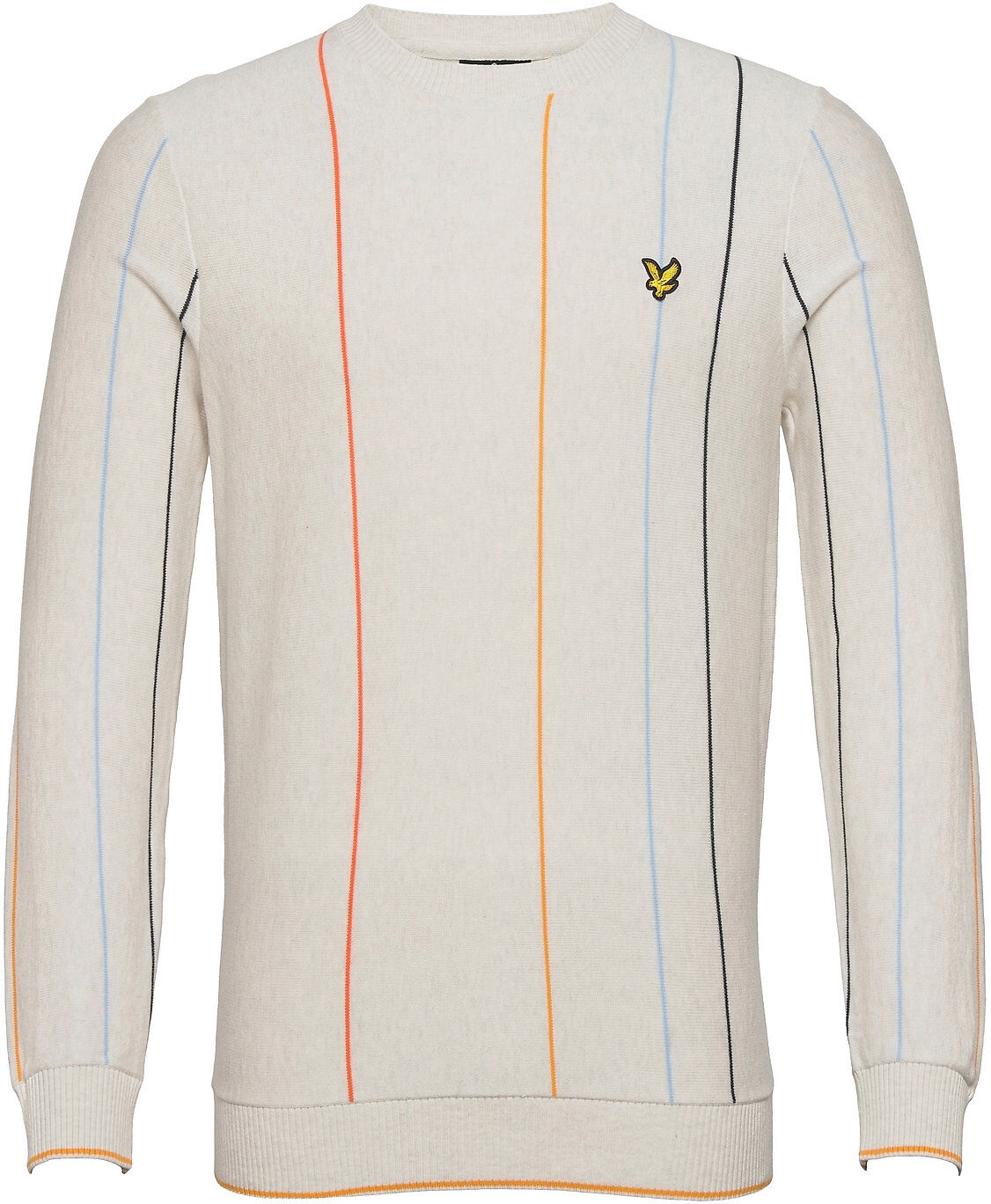 Scott Vertical Stripe Crew Neck Jumper Strikkegenser M. Rund Krage Hvit Lyle & Scott