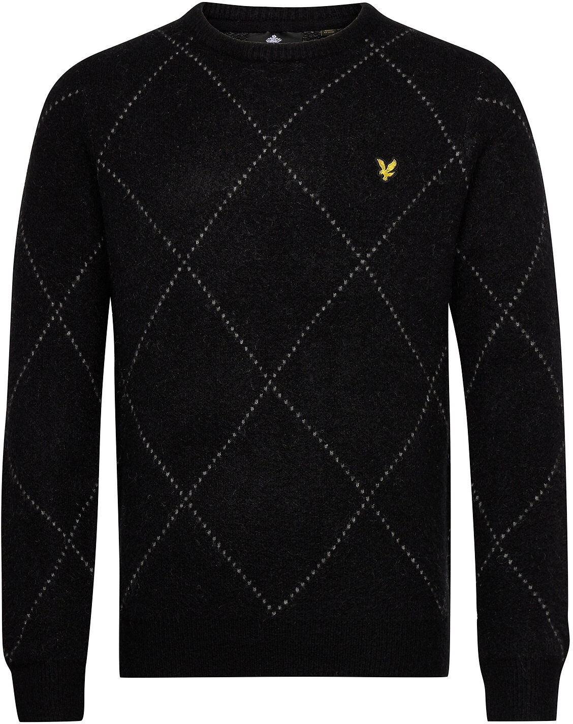 Scott Brushed Argyle Jumper Strikkegenser M. Rund Krage Svart Lyle & Scott