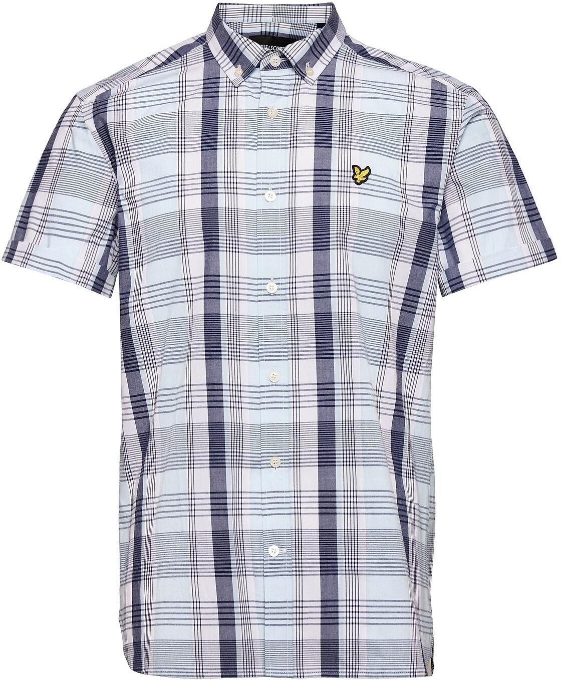 Scott Ss Checked Shirt Kortermet Skjorte Blå Lyle & Scott