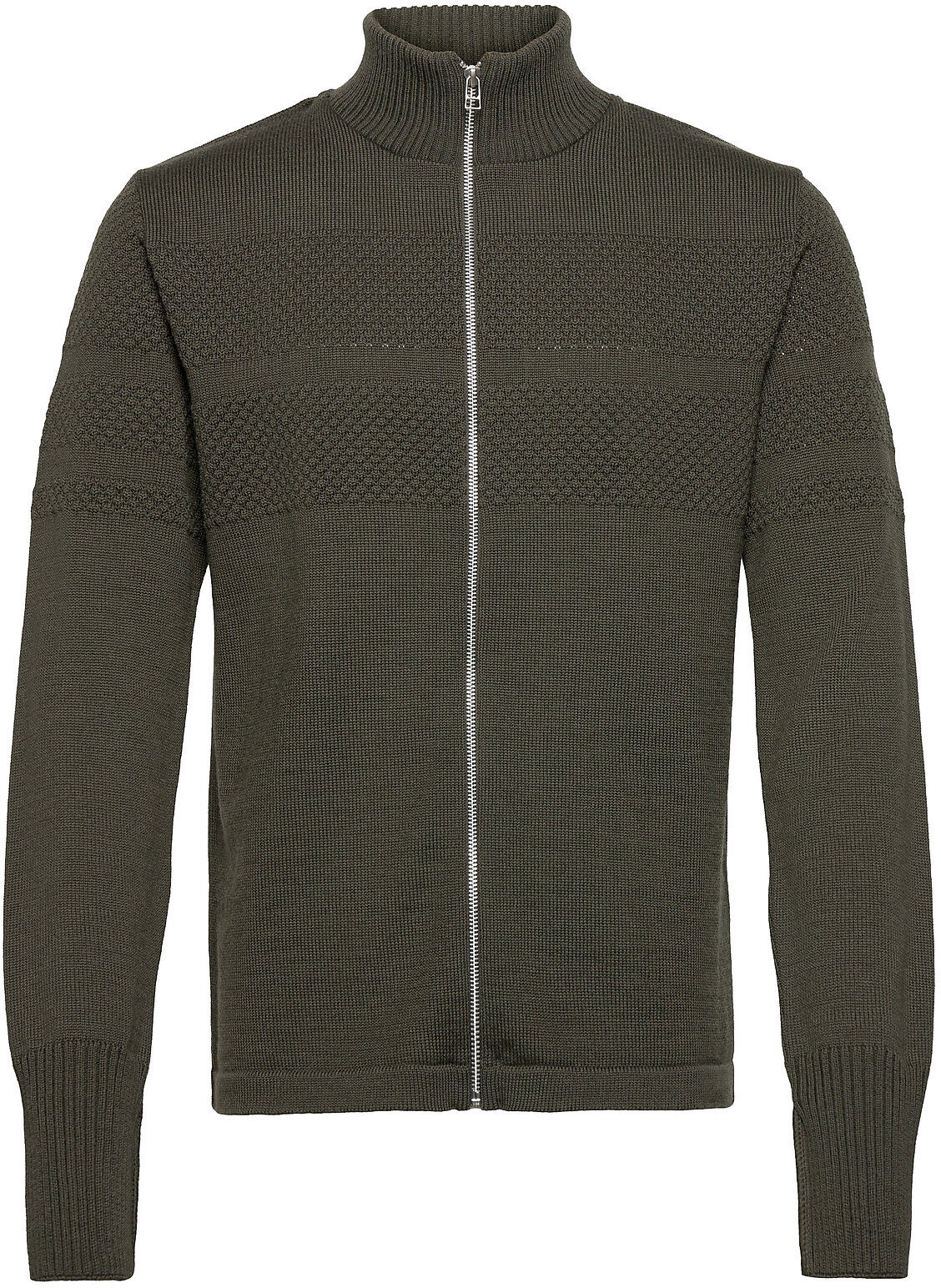 Mads Nørgaard 100% Wool Klemens Zip Strikkegenser Cardigan Grønn Mads Nørgaard