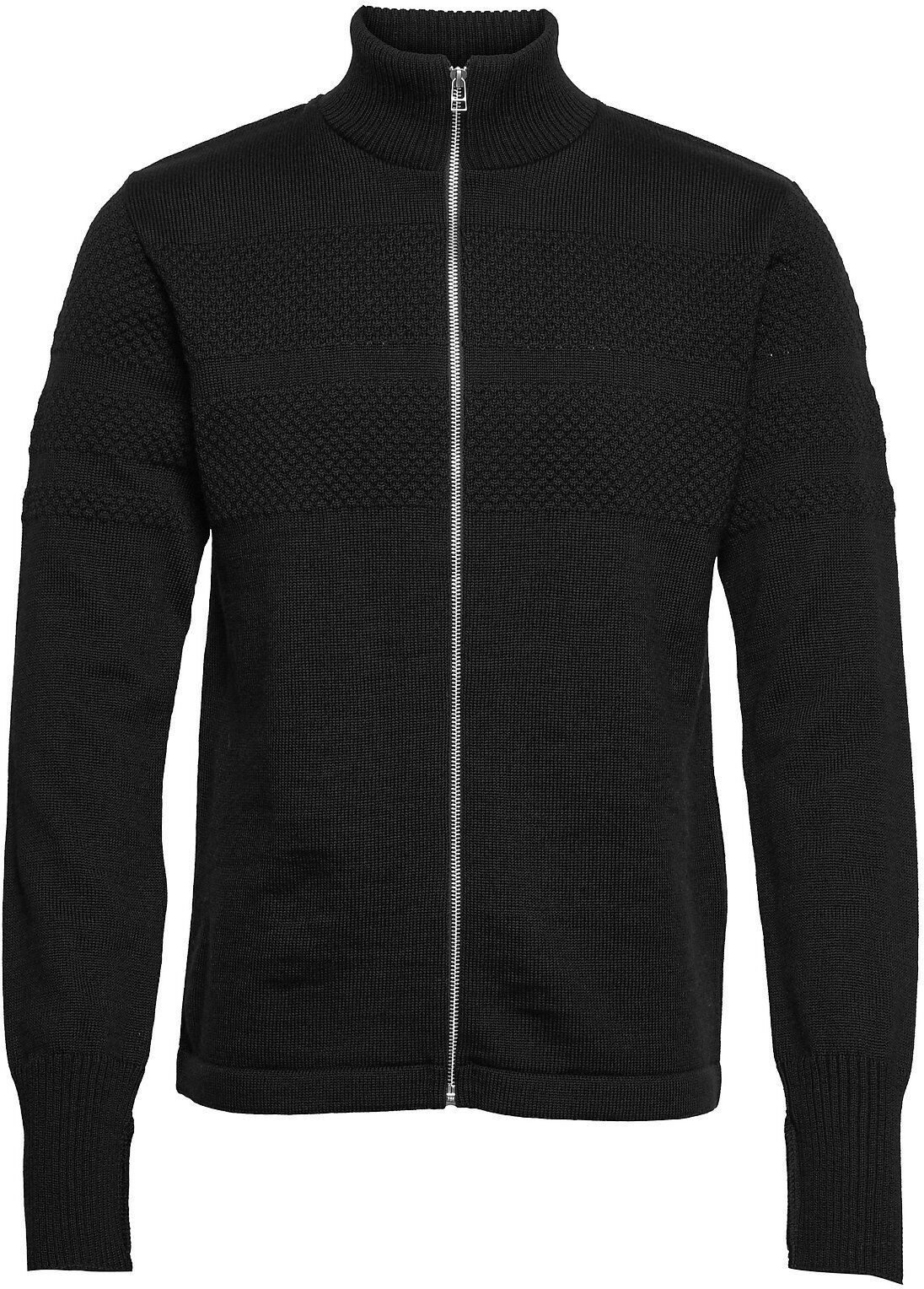 Mads Nørgaard Wool Klemens Zip Knit Strikkegenser Cardigan Svart Mads Nørgaard