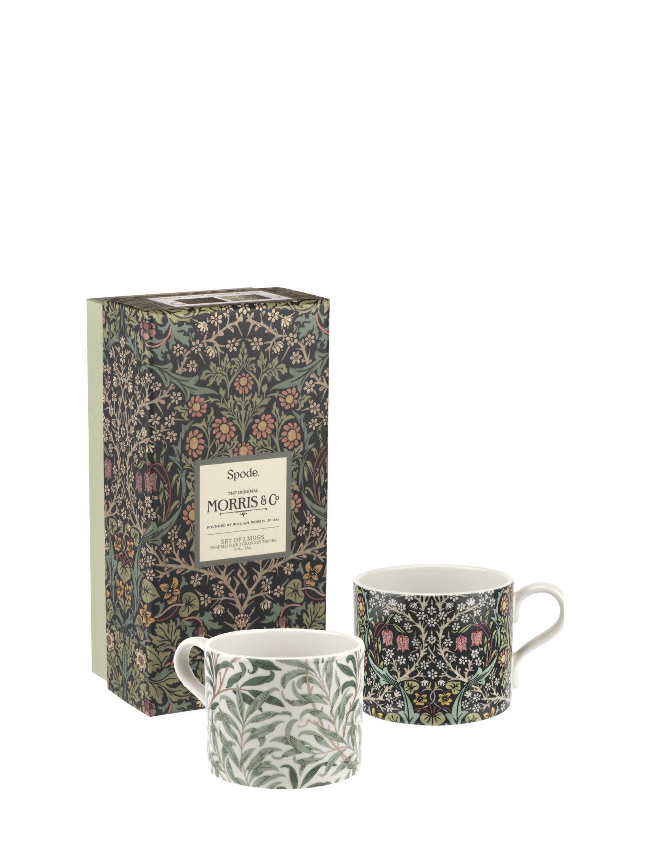 Morris & Co Willow Bough & Blackthorn Set Of 2 Mugs Home Tableware Cups & Mugs Tea Cups Grønn Morris & Co