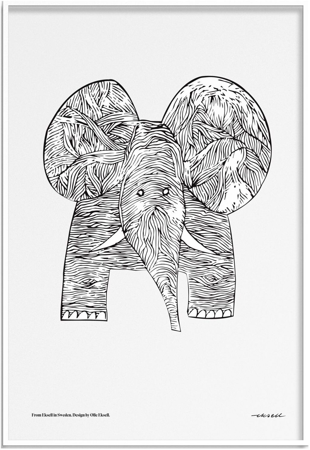 Olle Eksell Elephant Home Decoration Posters & Frames Posters Illustrations Multi/mønstret Olle Eksell