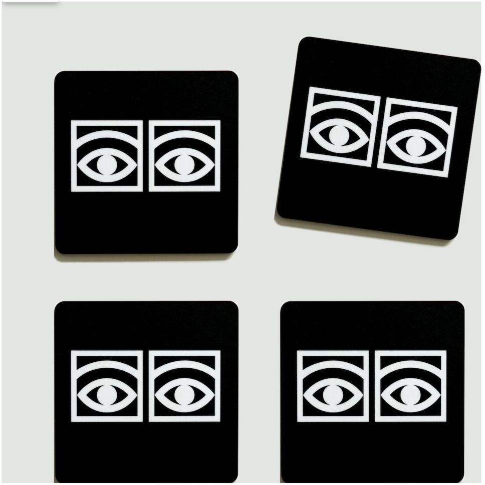 Olle Eksell Ögon Cacao Black Coasters - White Eyes Home Tableware Dining & Table Accessories Coasters Svart Olle Eksell