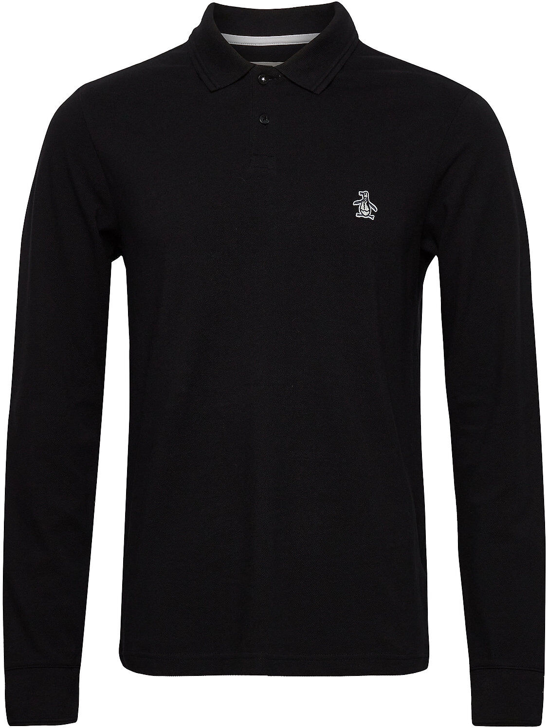 Original Penguin Raised Rib Long Sleeve Polo Shirt Polos Long-sleeved Svart Original Penguin