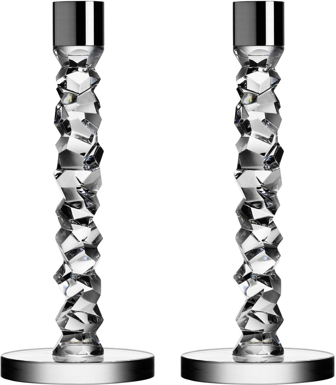 Orrefors Carat Candlestick Silver 2-Pack Home Decoration Candlesticks & Tealight Holders Candlesticks Nude Orrefors