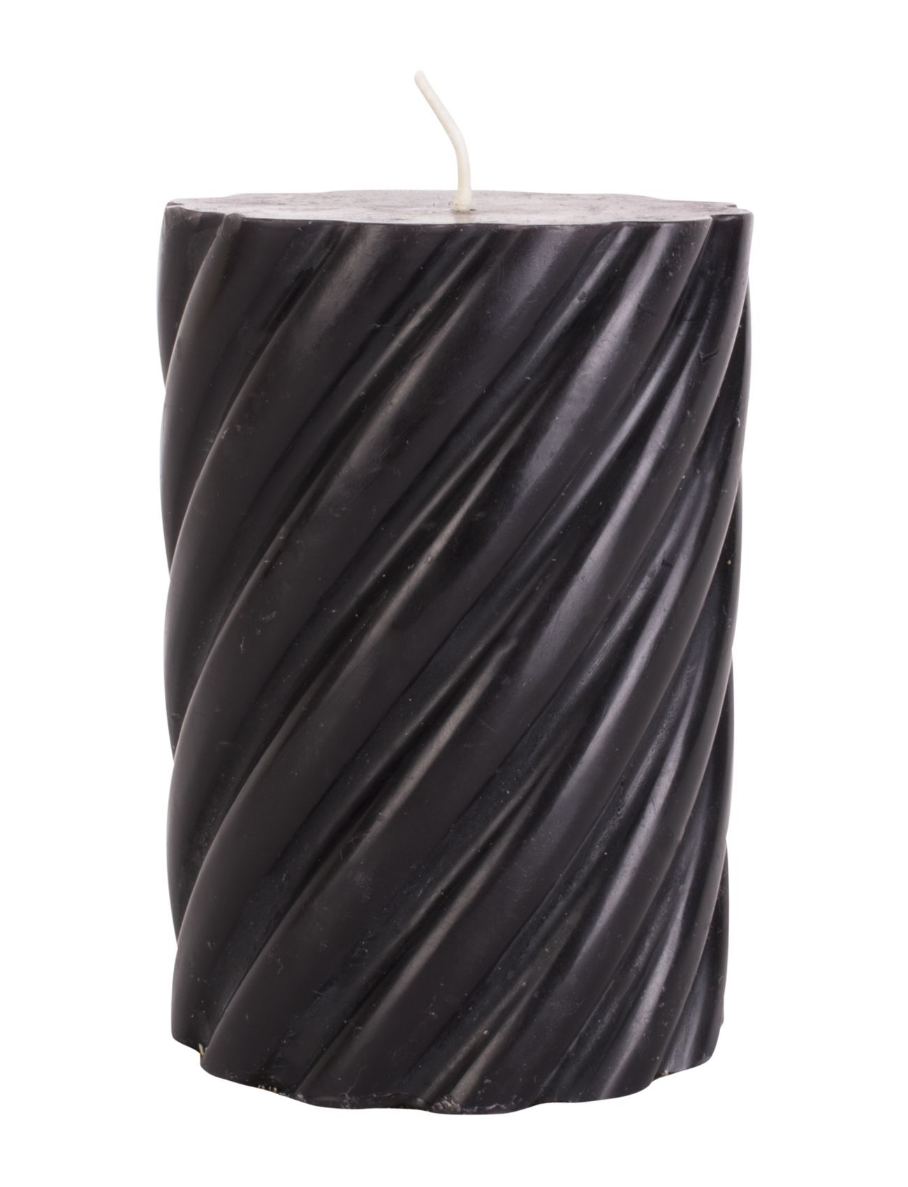 present time Pillar Candle Swirl Medium 49H Home Decoration Candles Block Candles Svart Present Time