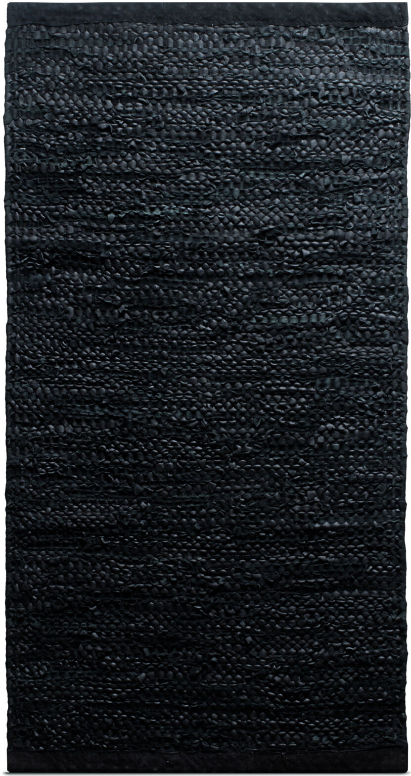 RUG SOLID Leather Home Textiles Rugs & Carpets Cotton Rugs & Rag Rugs Svart RUG SOLID