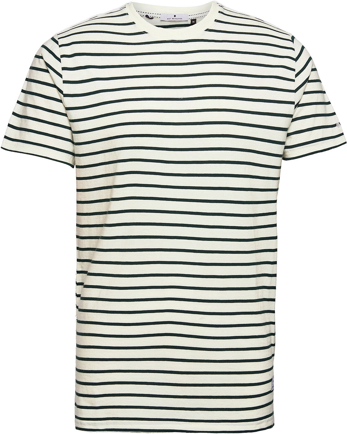 Revolution Cotton T-Shirt With Large Distance Stripe T-shirts Short-sleeved Hvit Revolution