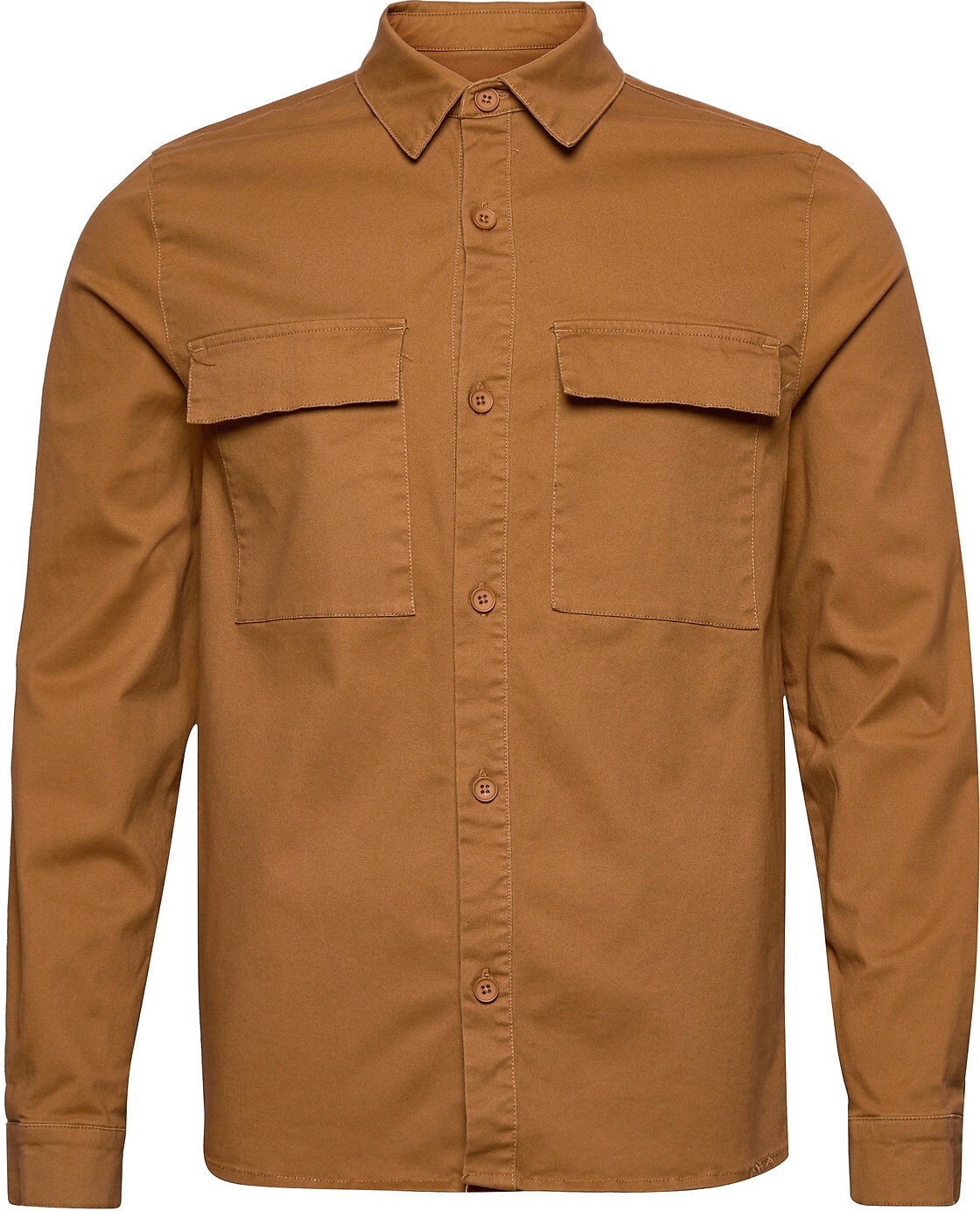 Revolution Checked Utility Shirt With Logo Embroidery Skjorte Uformell Brun Revolution