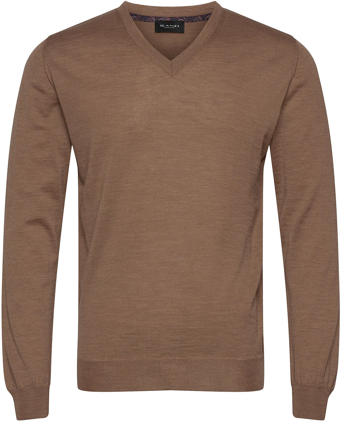 SAND Merino Light - Iv Strikkegenser V-krage Brun SAND