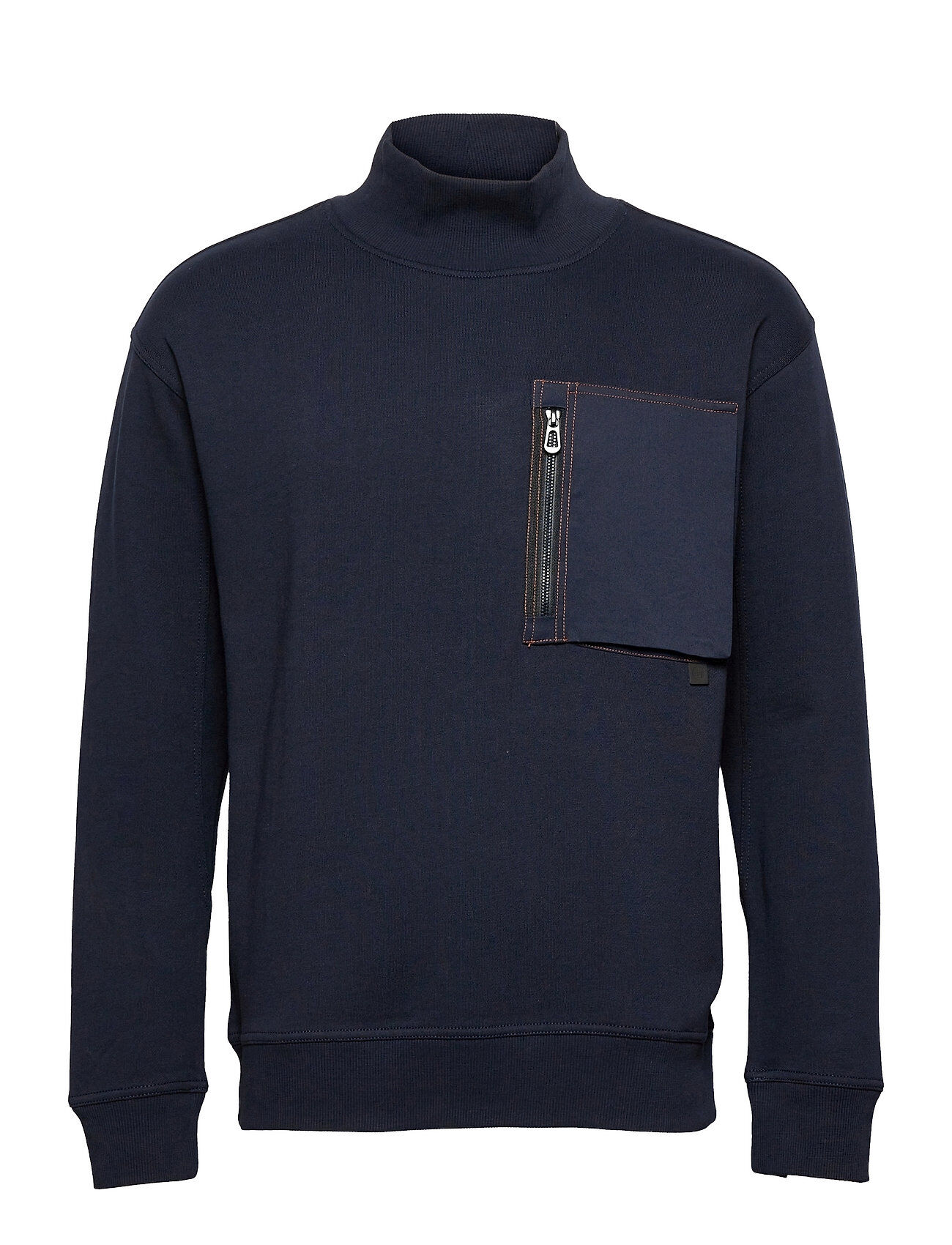 Scotch & Soda High Crewneck Sweat With Contrast Topstitched Chestpocket Sweat-shirt Genser Blå Scotch & Soda