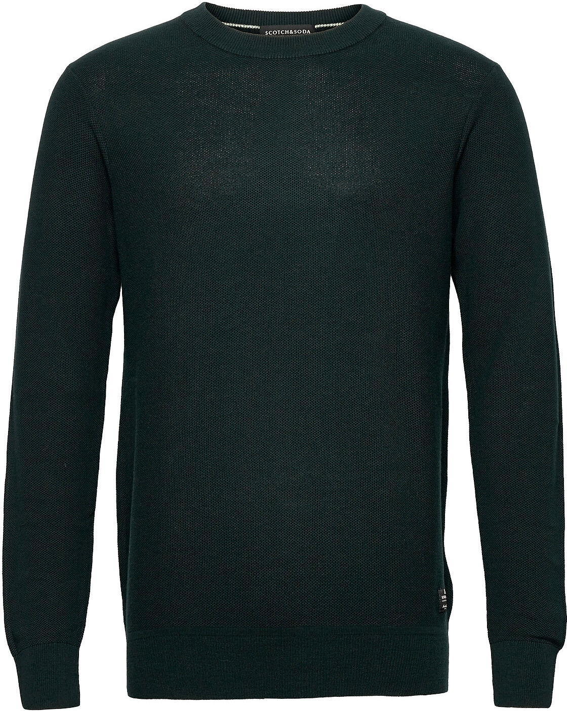 Scotch & Soda Organic Cotton Crewneck Pull In Structured Knit Strikkegenser M. Rund Krage Grønn Scotch & Soda