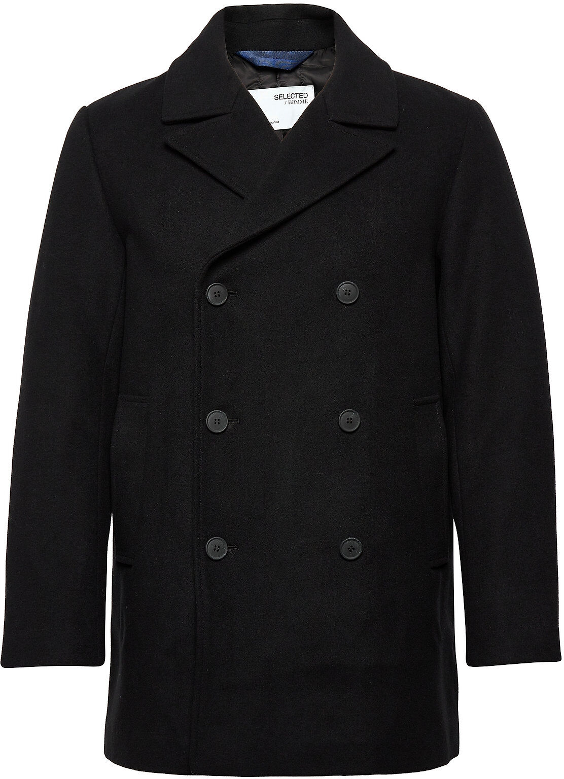 Selected Homme Slhwales Wool Peacoat Jkt B Ulljakke Jakke Svart Selected Homme