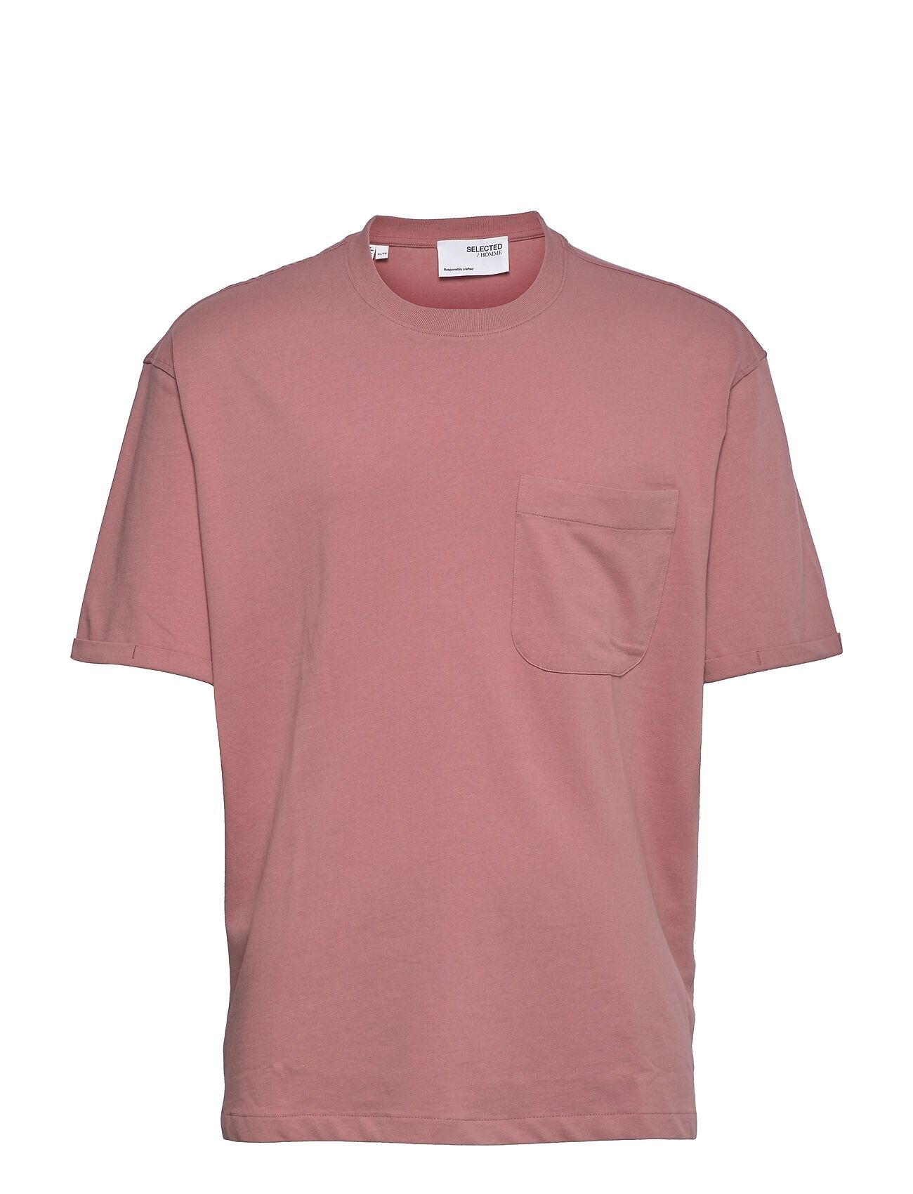 Selected Homme Slhlooseroald Ss O-Neck Tee T-shirts Short-sleeved Rosa Selected Homme