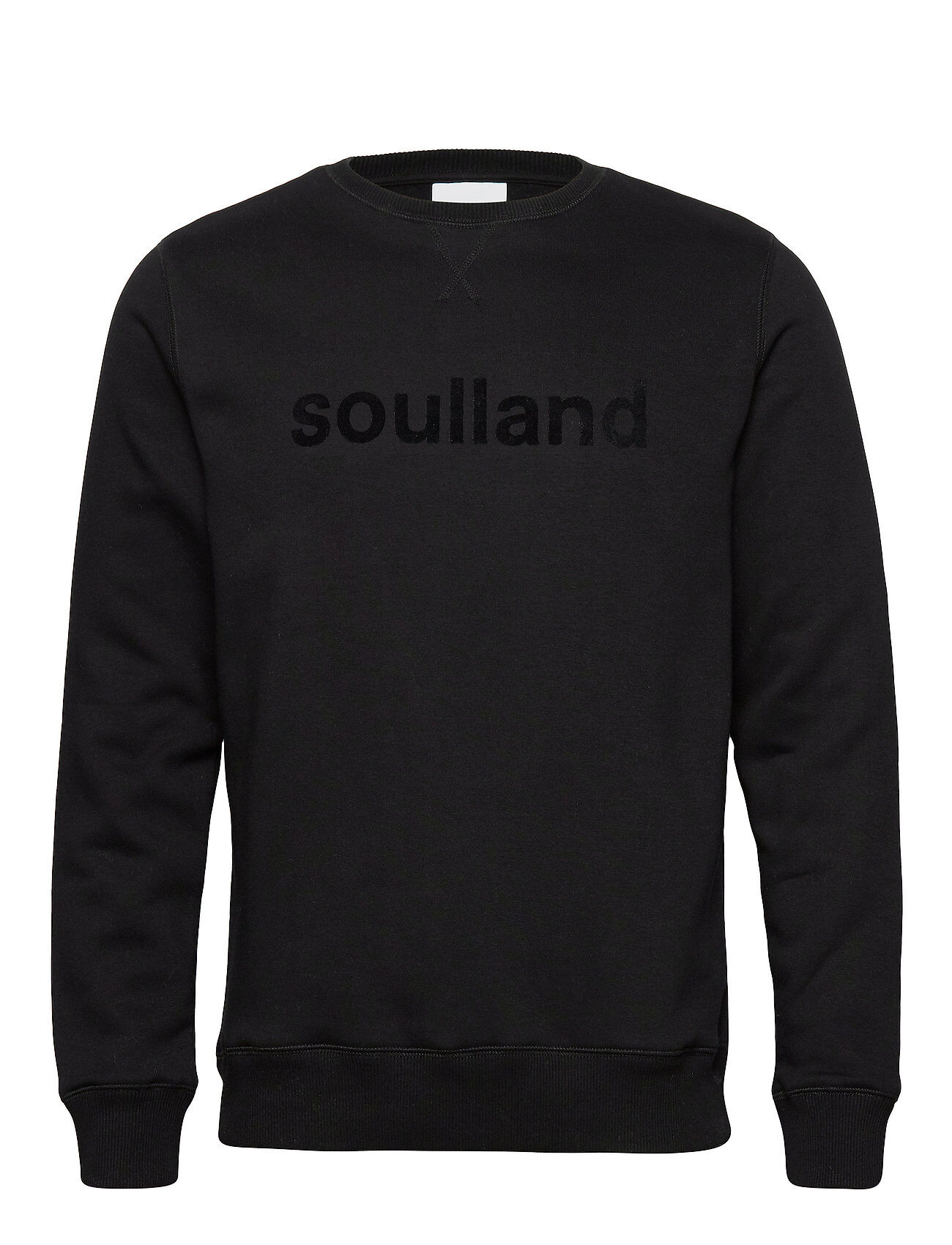 Soulland Logic Willie Sweat W. Front Flock Print Sweat-shirt Genser Svart Soulland