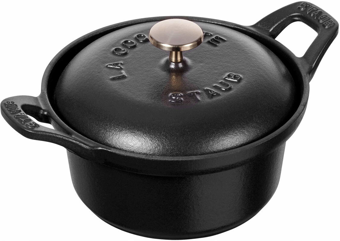 STAUB La Coquette - Vintage Round Cast Iron Home Kitchen Pots & Pans Casserole Dishes Svart STAUB