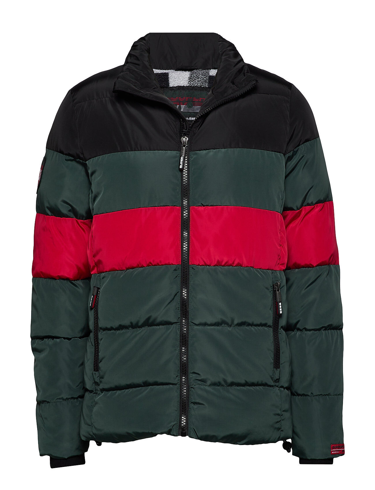 Superdry Colour Stripe Sports Puffer Fôret Jakke Grønn Superdry