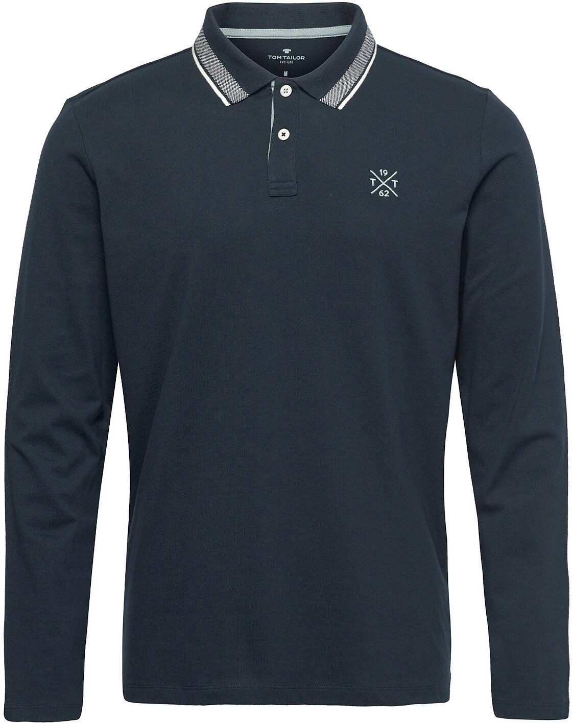 Tom Tailor Polo With Collar Detail Polos Long-sleeved Blå Tom Tailor