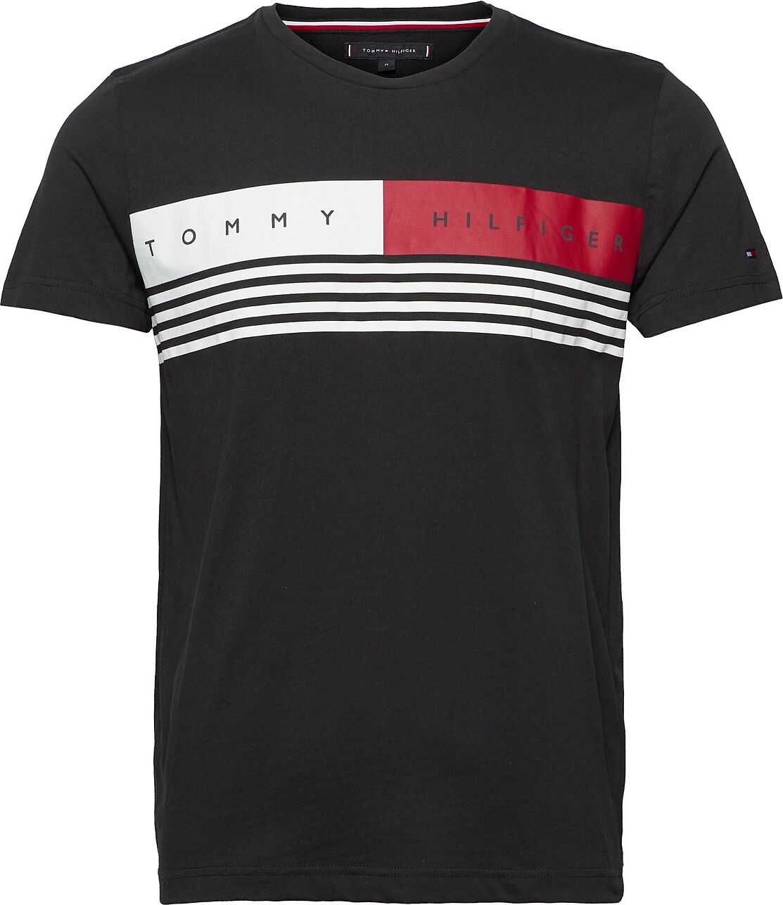 Tommy Hilfiger Corp Chest Stripe Tee T-shirts Short-sleeved Svart Tommy Hilfiger