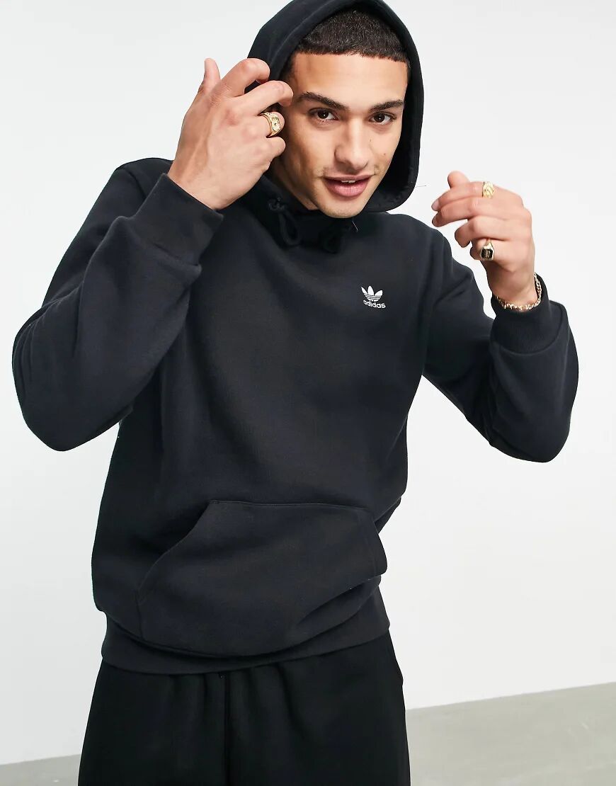 adidas Originals essentials hoodie with small logo in black  Black