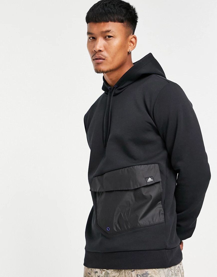 adidas performance adidas utility hoodie with front pocket in black  Black