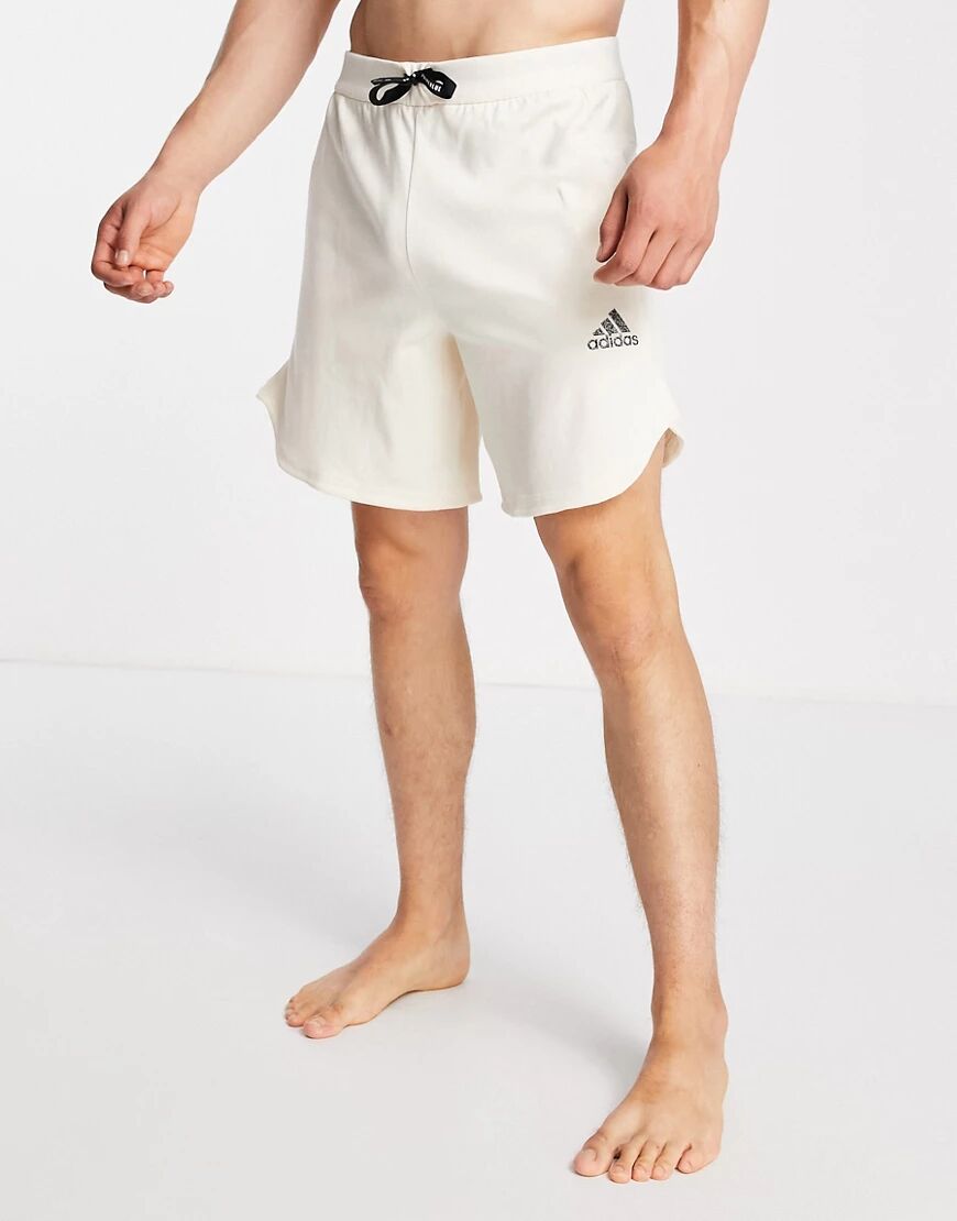 adidas performance adidas Yoga shorts with tonal logo in beige-White  White