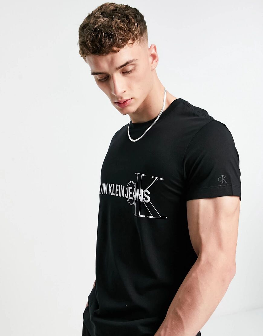 Calvin Klein Jeans institutional graphic t-shirt in black  Black