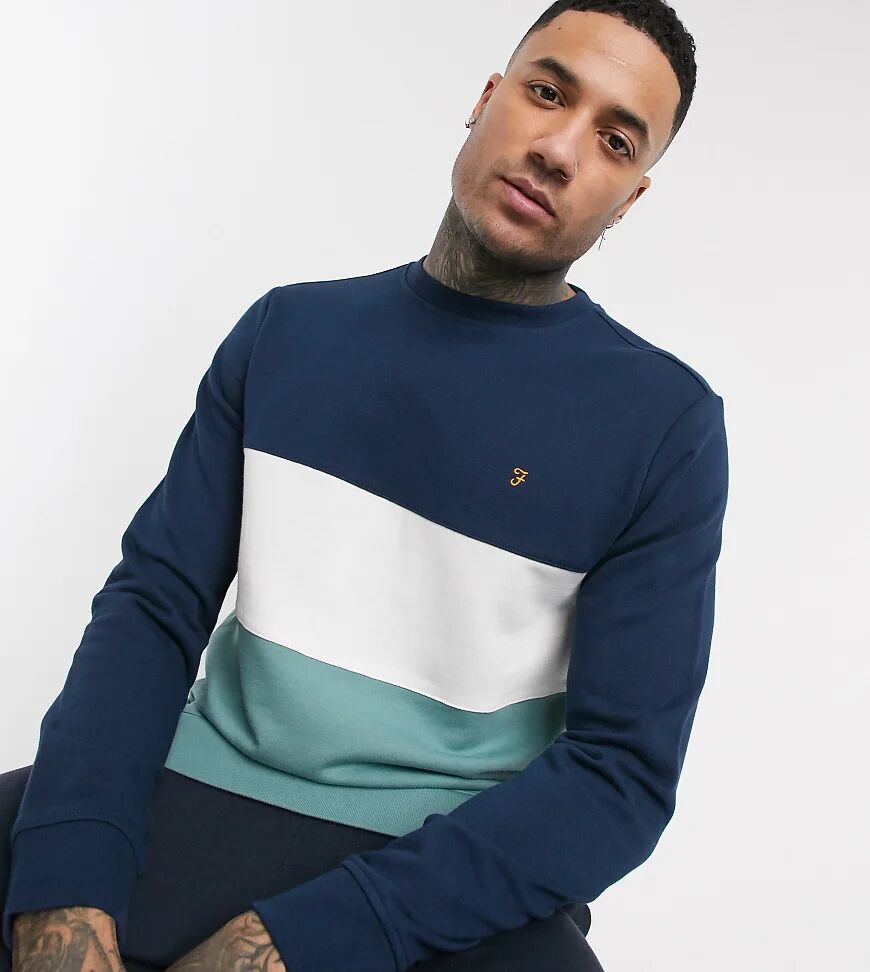 Farah Brigham colourblock logo sweat in navy  Navy