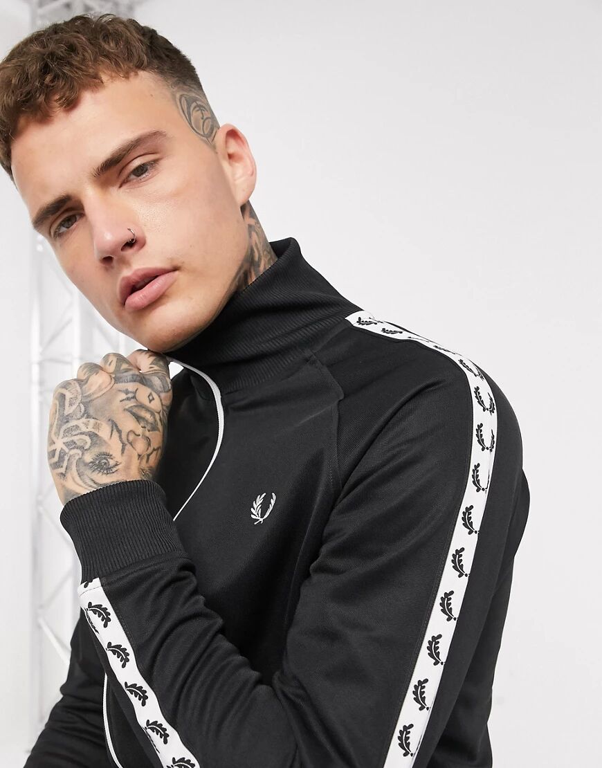 Fred Perry side taped track jacket in black  Black
